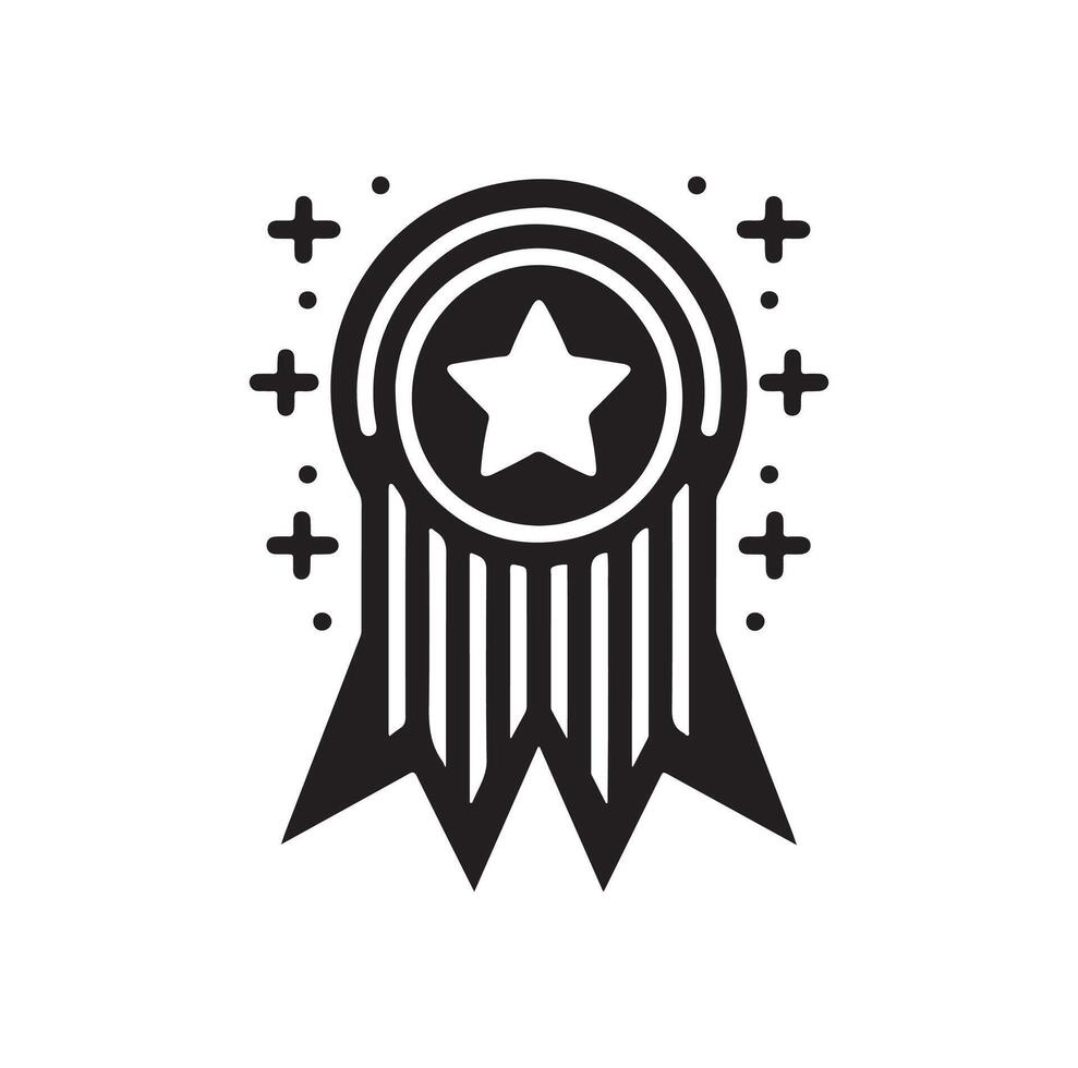 minimal award ribbon badge icon. guarantee or medal thin line. concept of minimal consumer control emblem or assurance vector