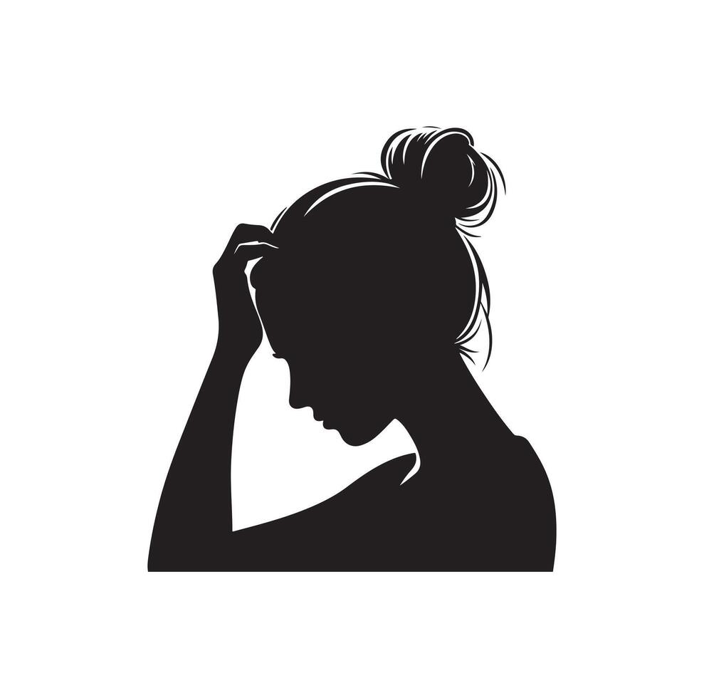 Upset woman illustration, crying, suffering, tired woman, illustration, icon, silhouette vector