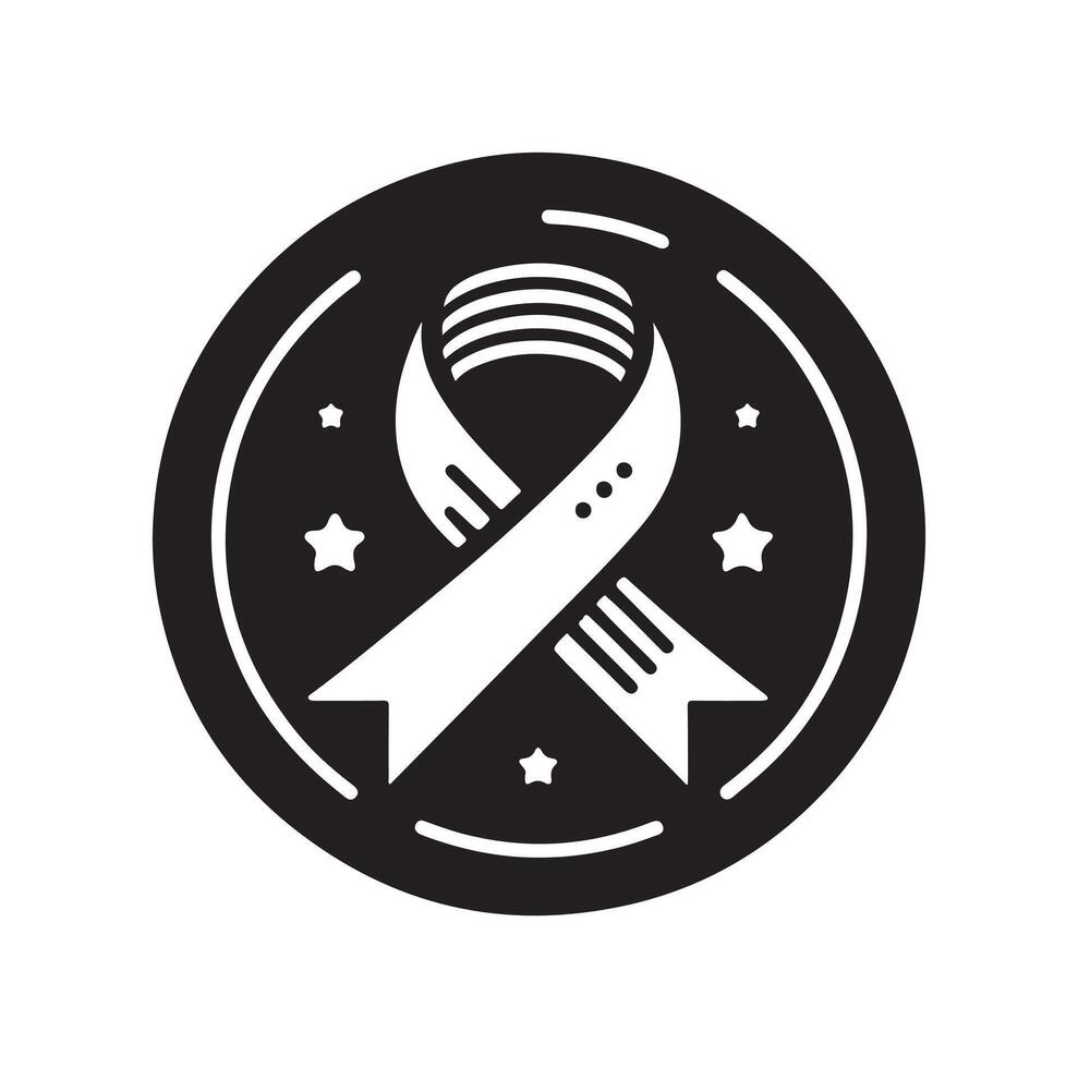 minimal award ribbon badge icon. guarantee or medal thin line. concept of minimal consumer control emblem or assurance vector