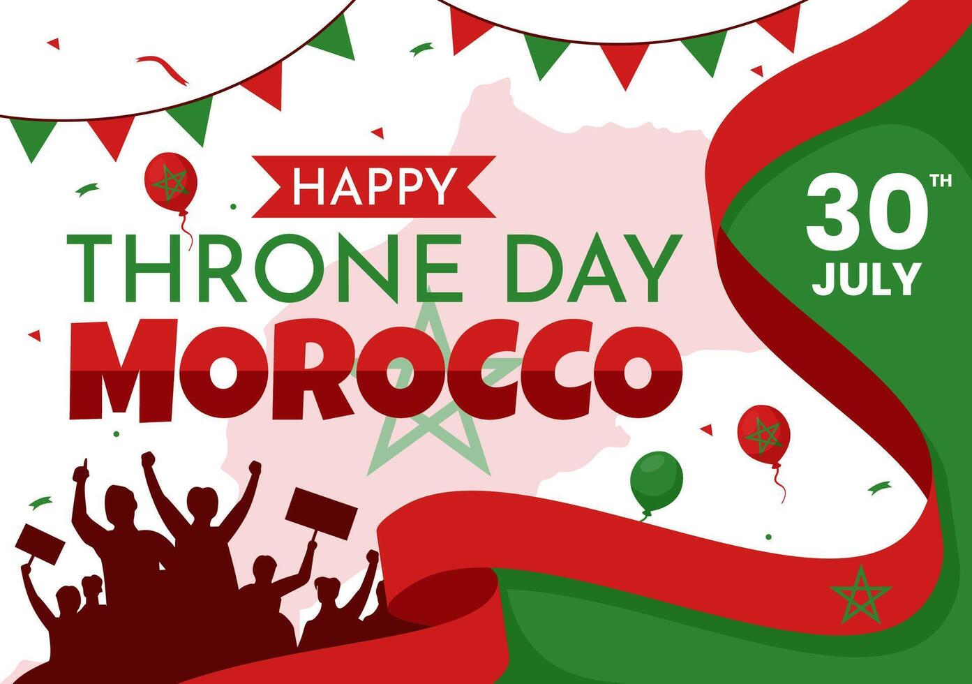 Happy Morocco Throne Day Illustration on July 30 with Waving Flag and Ribbon in Celebration National Holiday Background Design vector