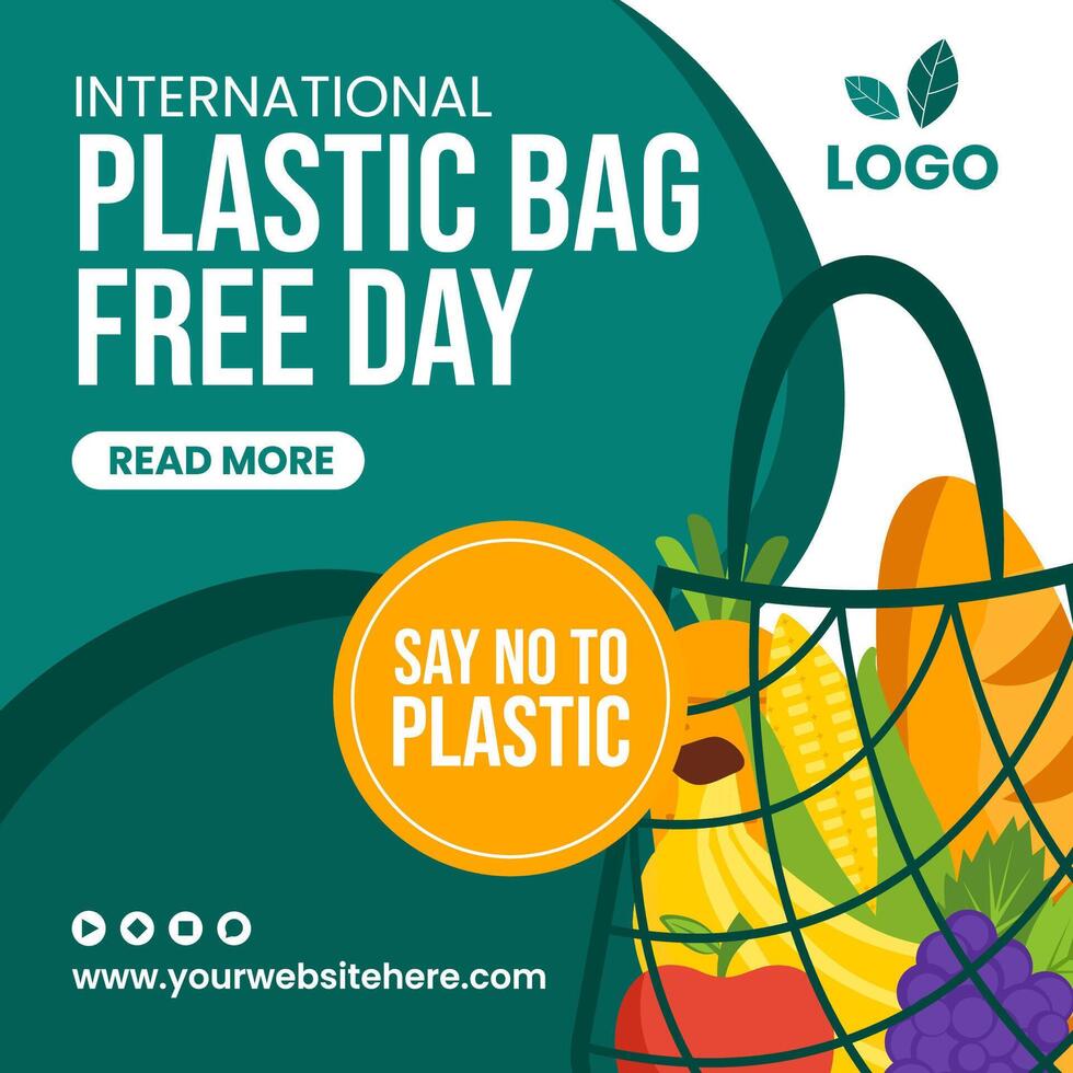 Plastic Bag Free Day Social Media Illustration Flat Cartoon Hand Drawn Templates Background vector