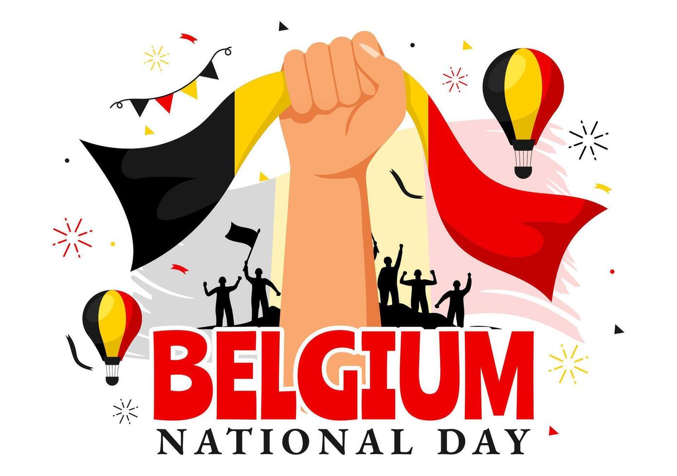 Happy Belgium Independence Day Illustration on July 21 with Waving Flag and Ribbon in National Holiday Flat Cartoon Background Design vector