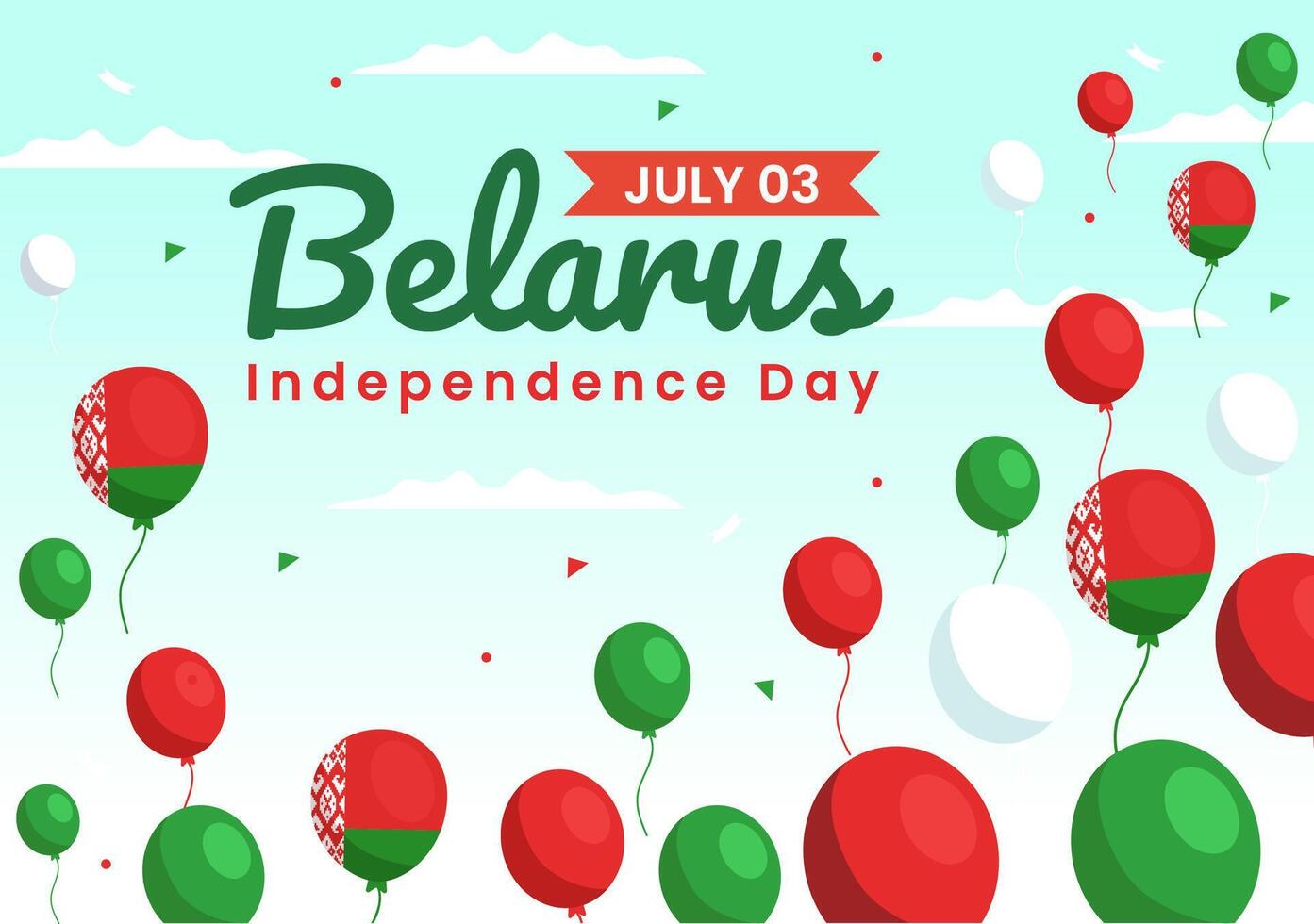 Happy Belarus Independence Day Illustration on 3 July with Waving Flag and Ribbon in National Holiday Flat Cartoon Background Design vector