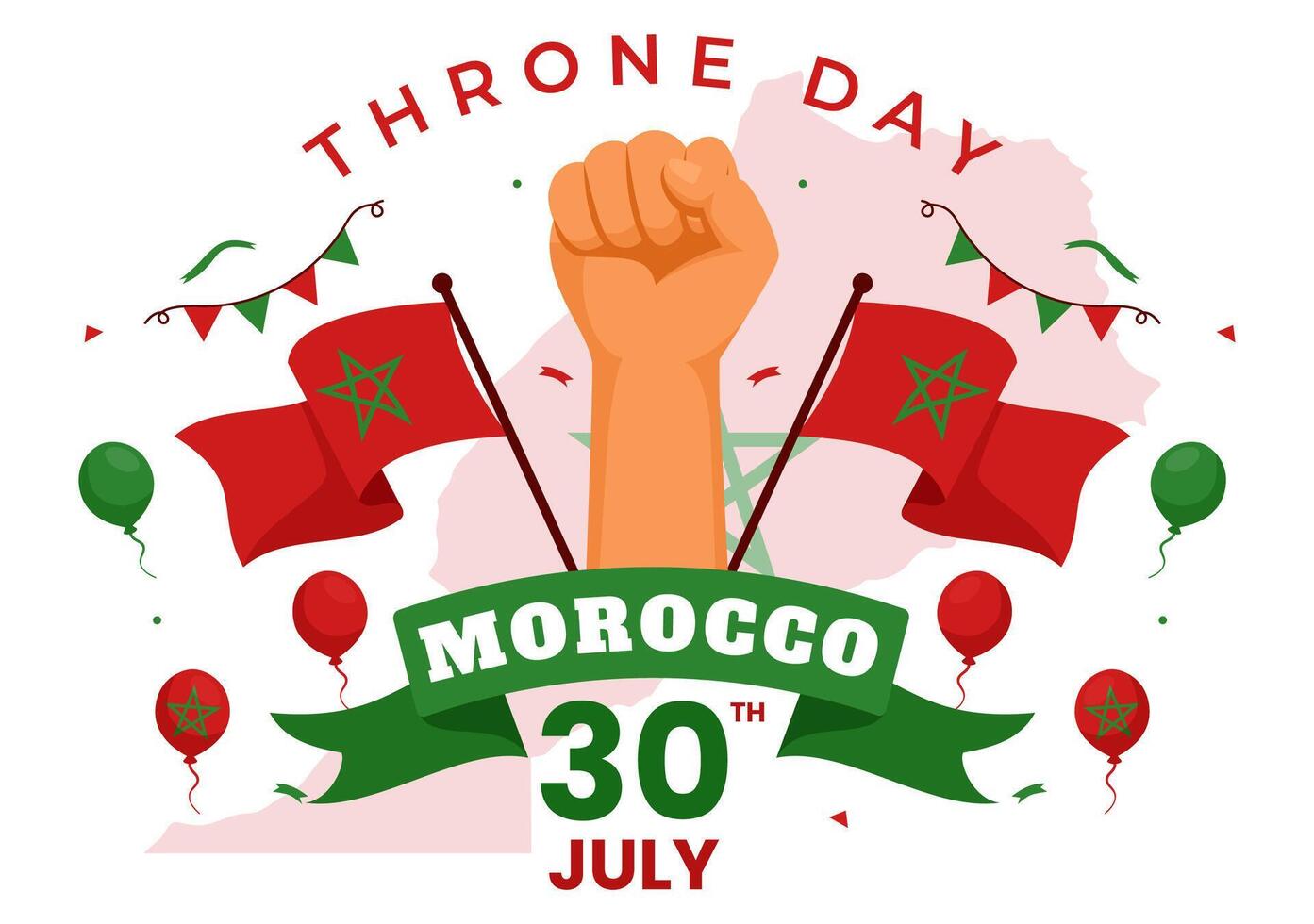 Happy Morocco Throne Day Illustration on July 30 with Waving Flag and Ribbon in Celebration National Holiday Background Design vector