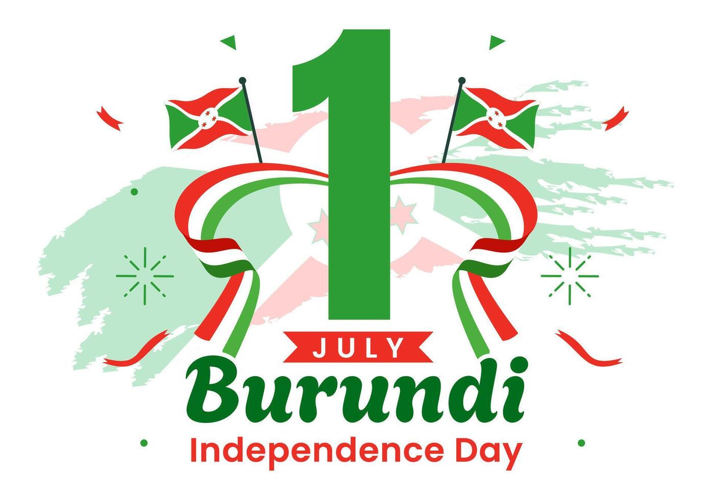 Happy Burundi Independence Day Illustration on 1 July with Waving Flag and Ribbon in National Holiday Flat Cartoon Background vector