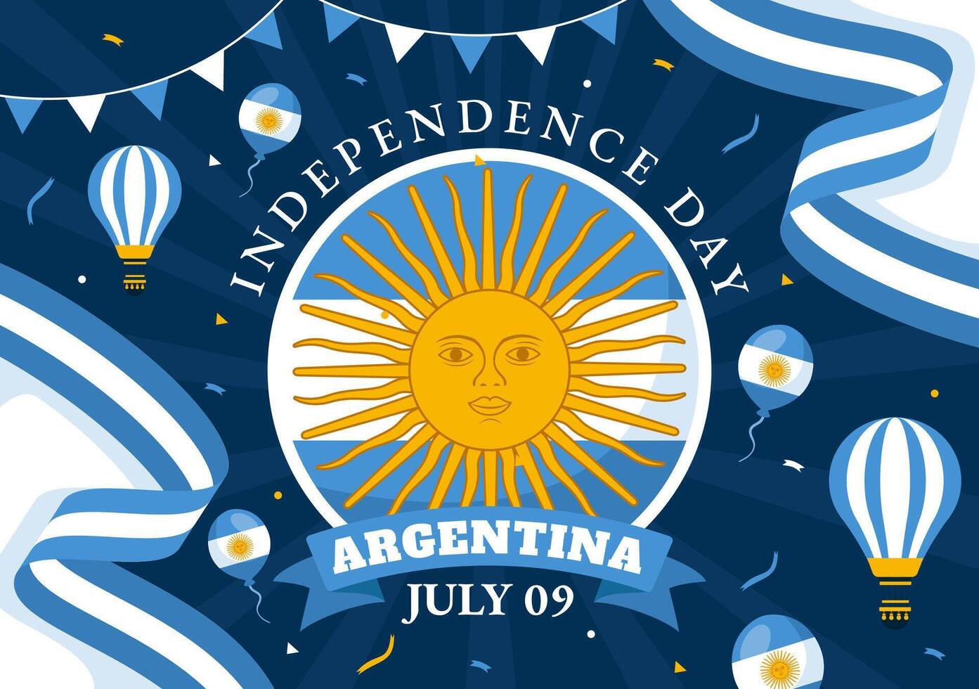 Happy Argentina Independence Day Illustration on 9Th of july with Waving Flag and Ribbon in Flat Cartoon Celebration Background Design vector