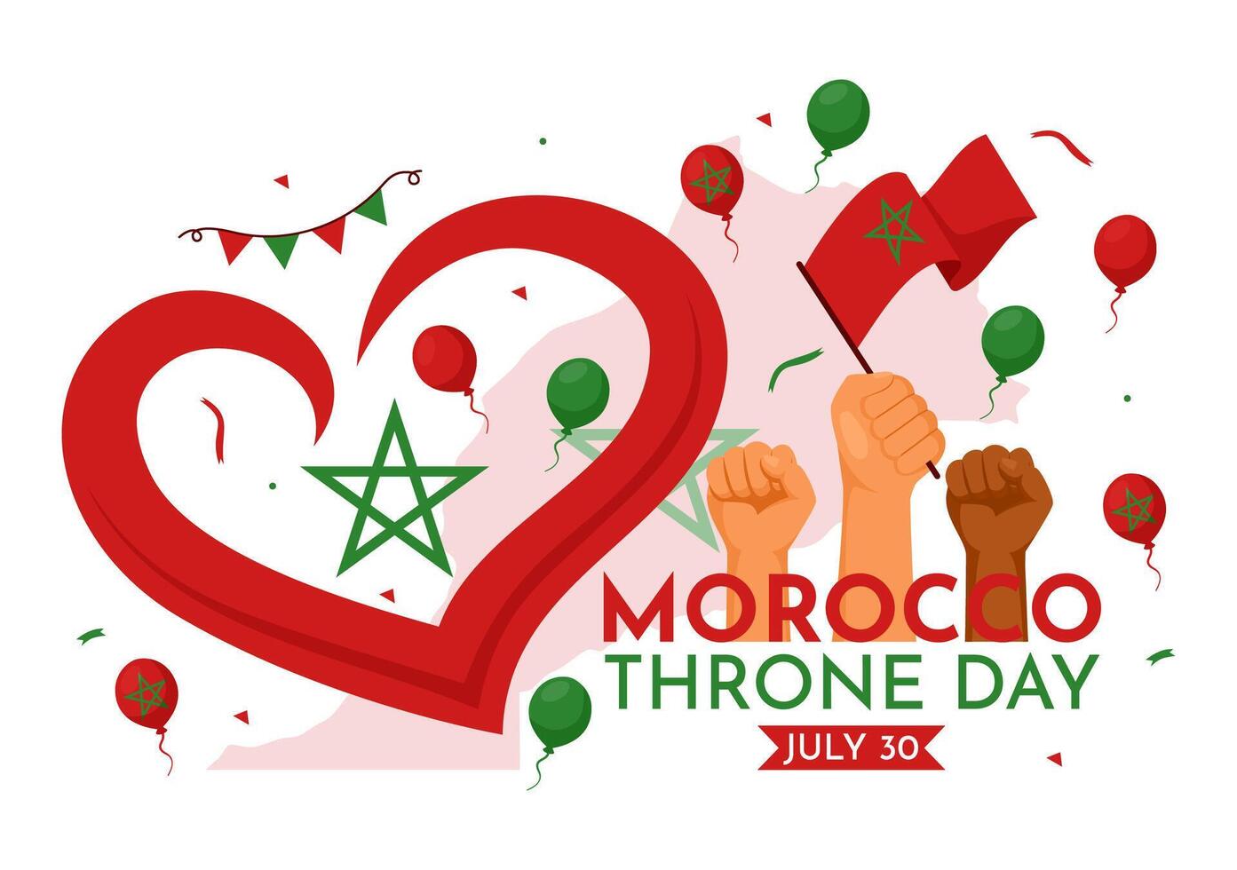 Happy Morocco Throne Day Illustration on July 30 with Waving Flag and Ribbon in Celebration National Holiday Background Design vector