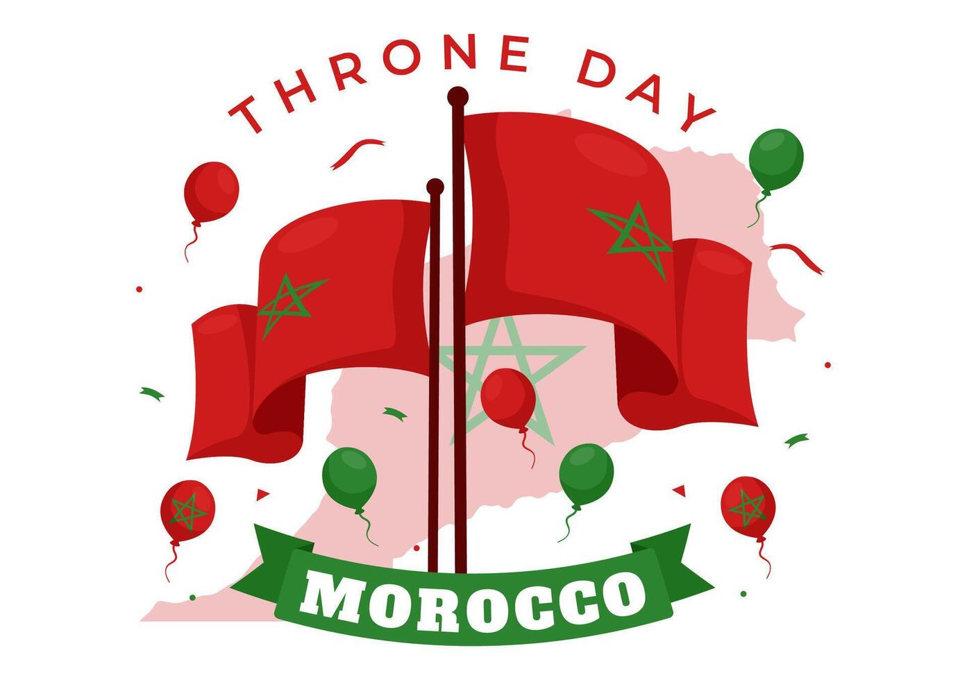 Happy Morocco Throne Day Illustration on July 30 with Waving Flag and Ribbon in Celebration National Holiday Background Design vector