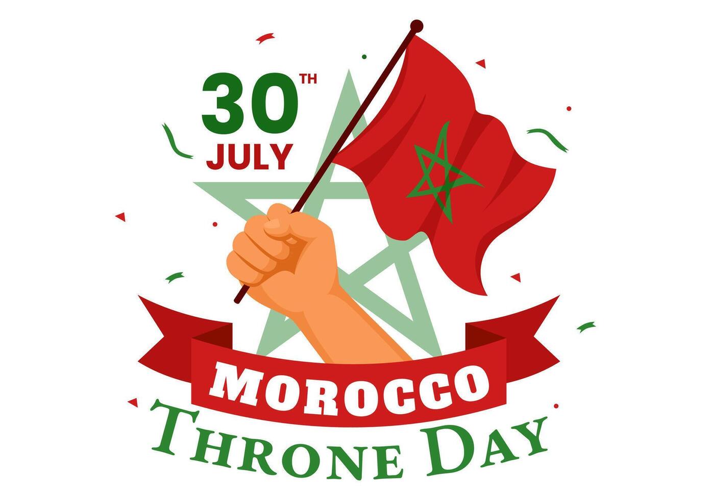 Happy Morocco Throne Day Illustration on July 30 with Waving Flag and Ribbon in Celebration National Holiday Background Design vector