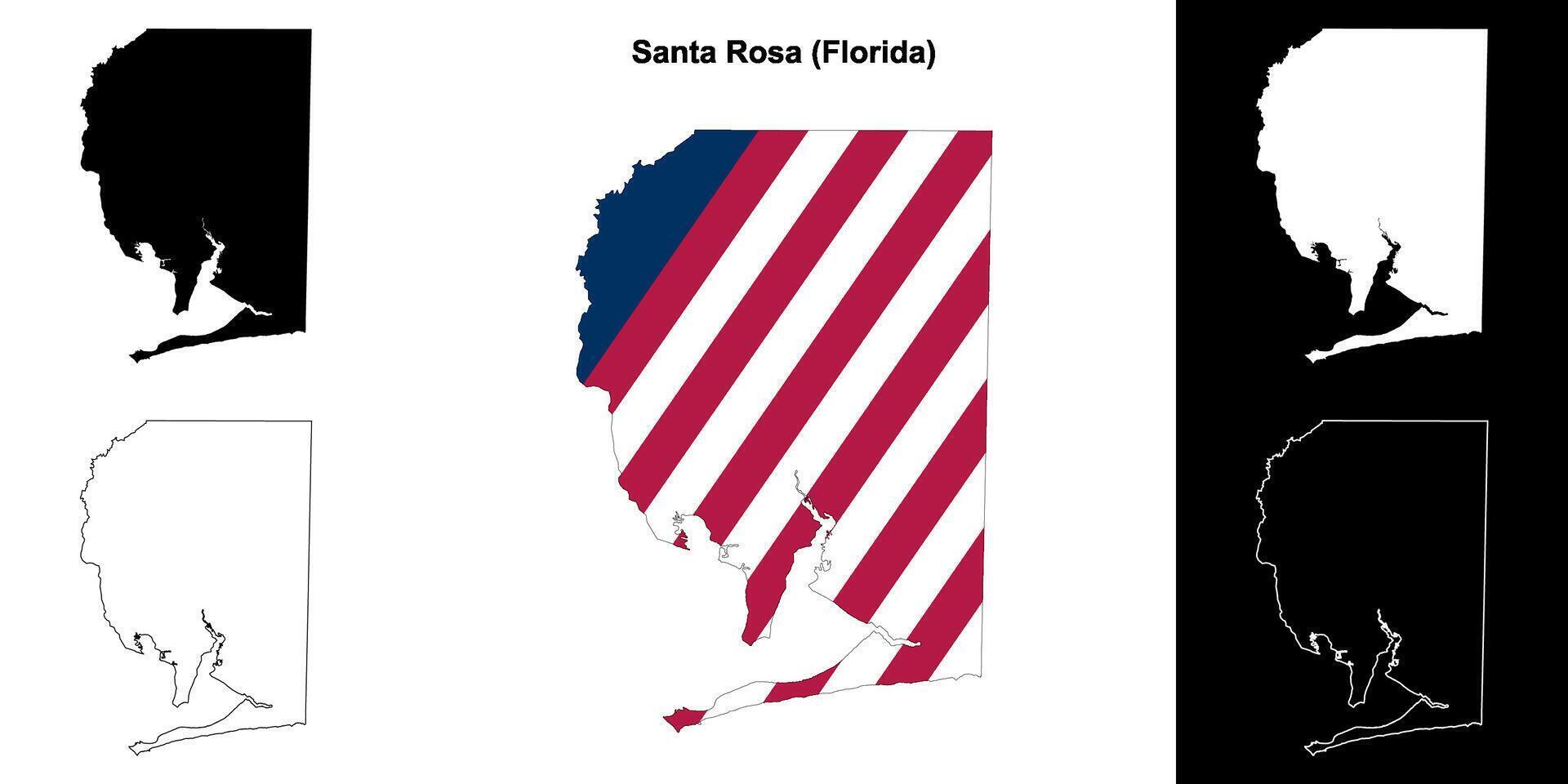 Santa Rosa County, Florida outline map set vector