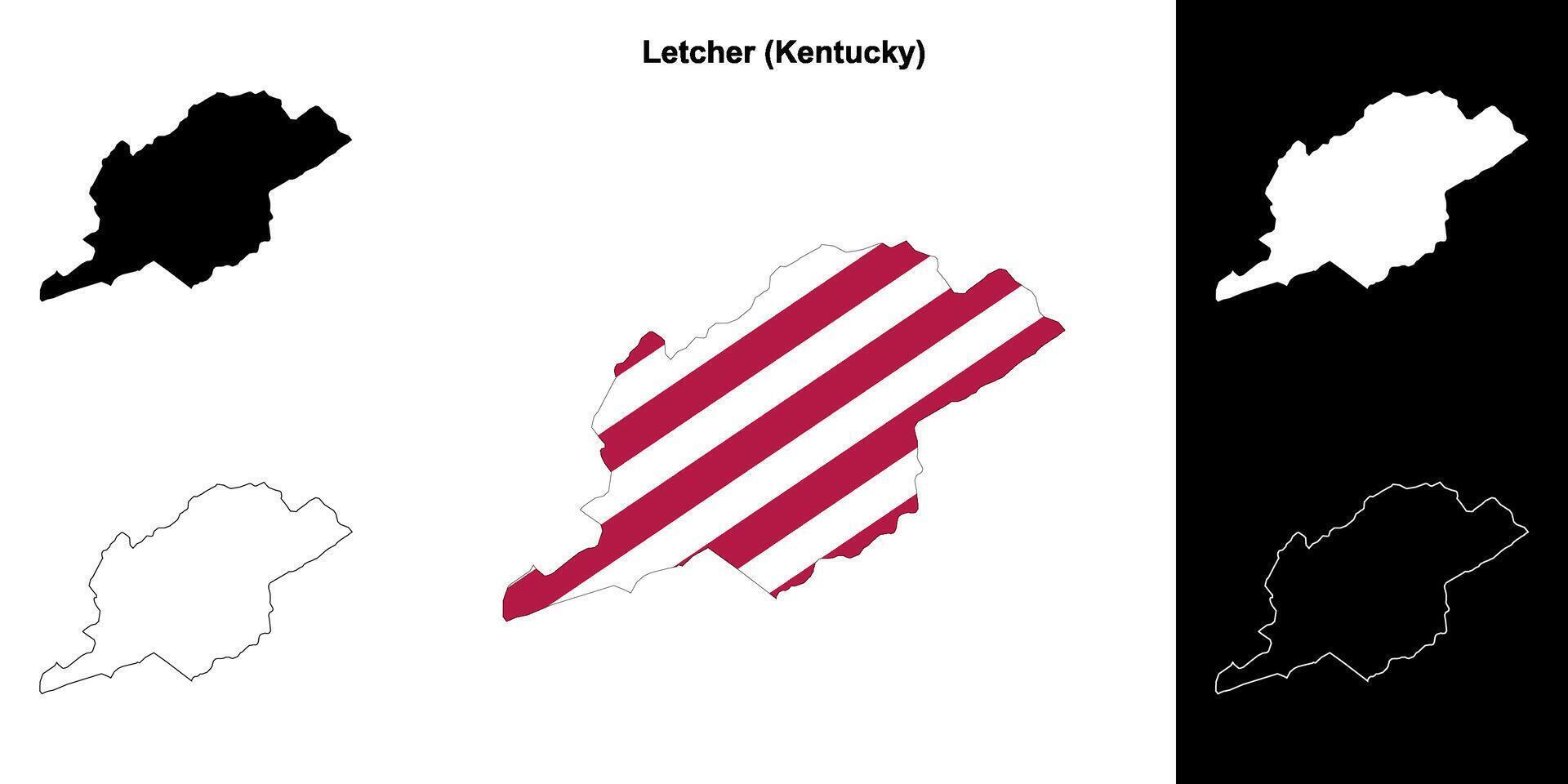 Letcher County, Kentucky outline map set vector