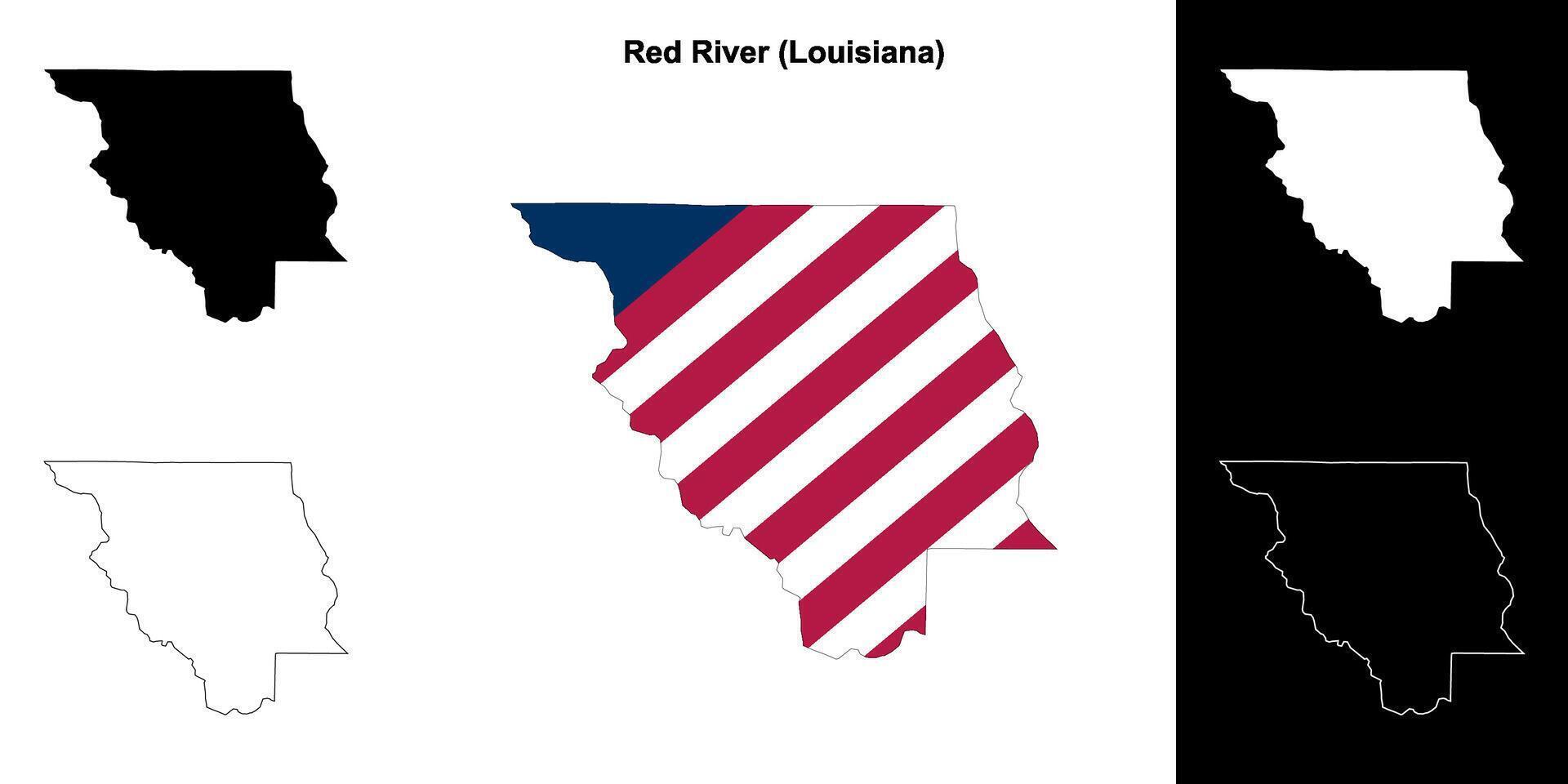 Red River Parish, Louisiana outline map set vector