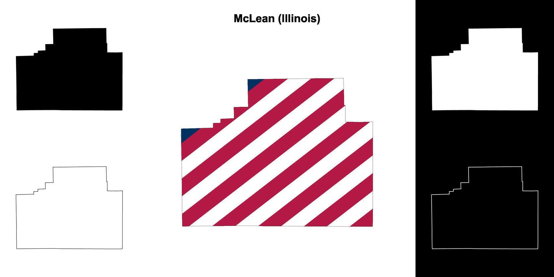 McLean County, Illinois outline map set vector