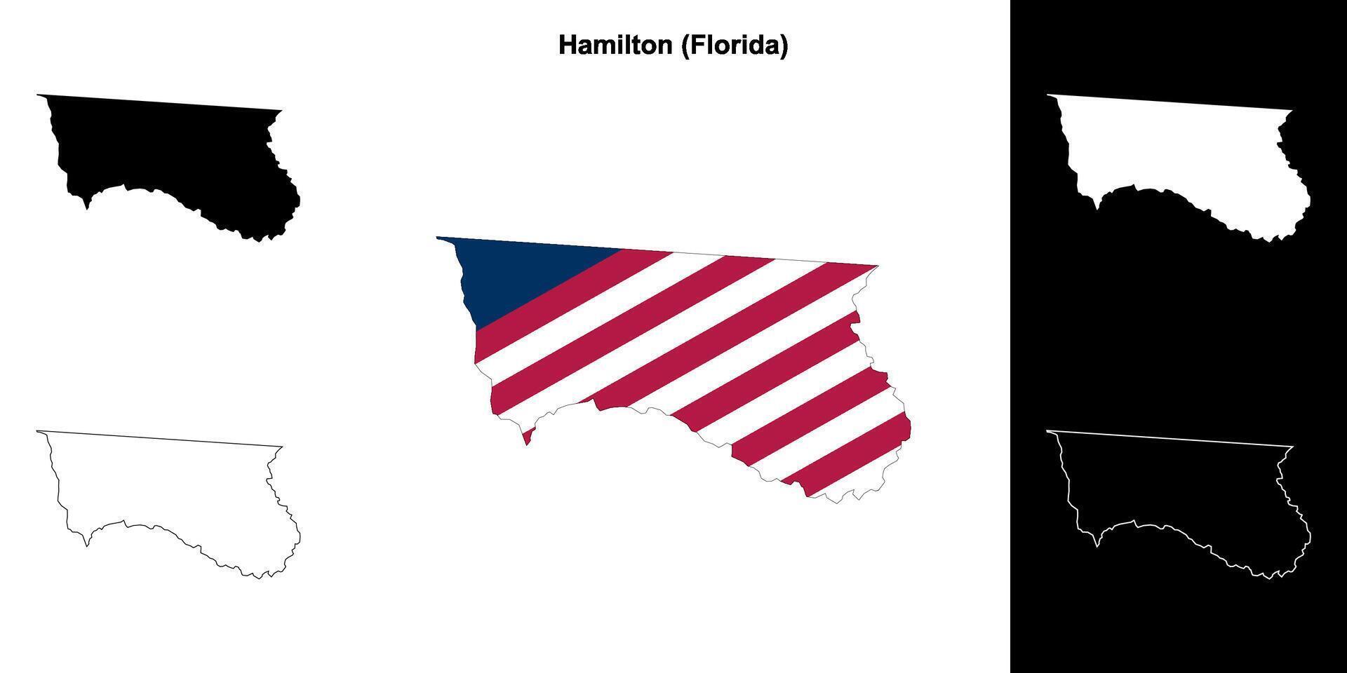 Hamilton County, Florida outline map set vector