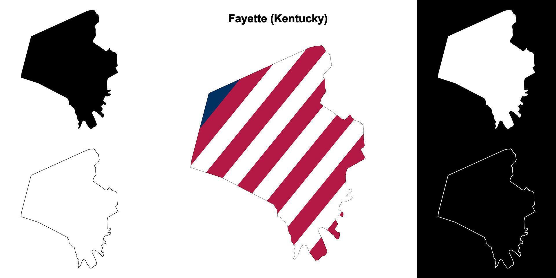 Fayette County, Kentucky outline map set vector