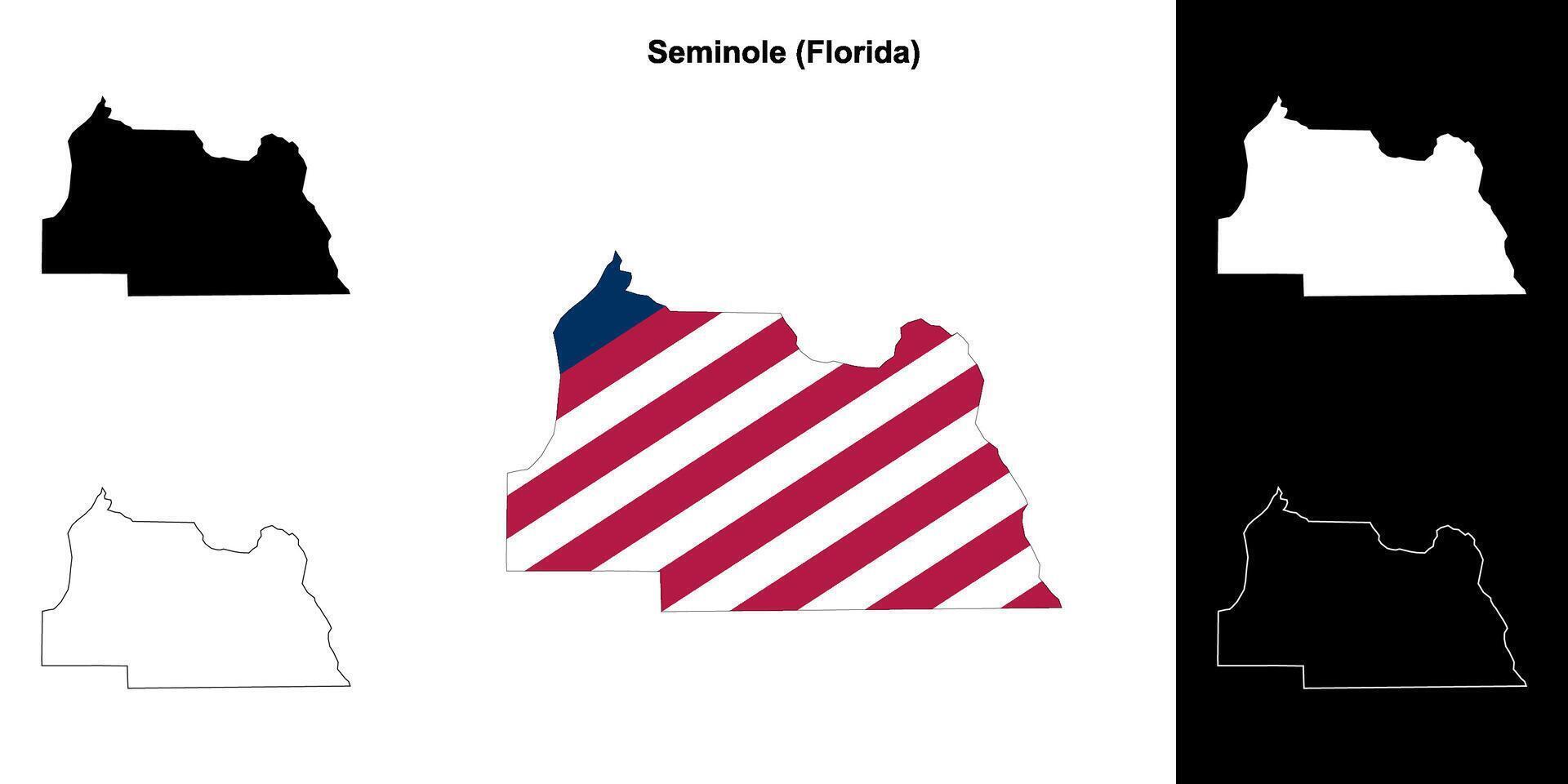 Seminole County, Florida outline map set vector