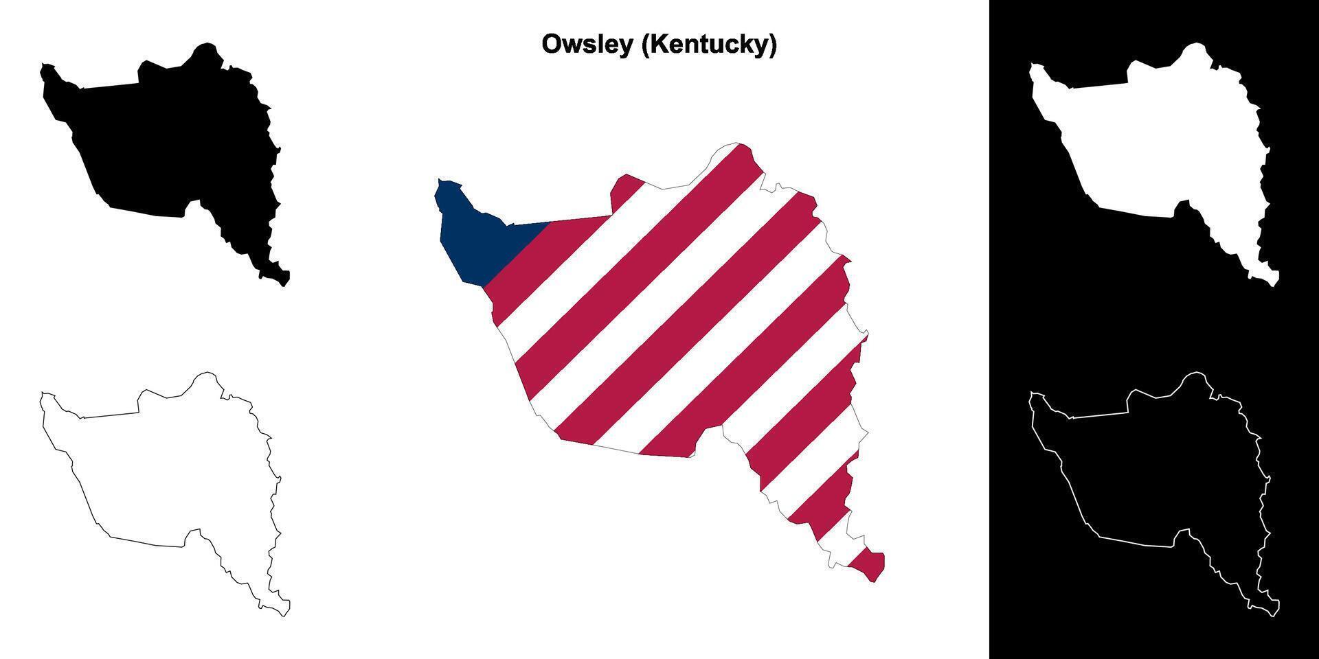 Owsley County, Kentucky outline map set vector