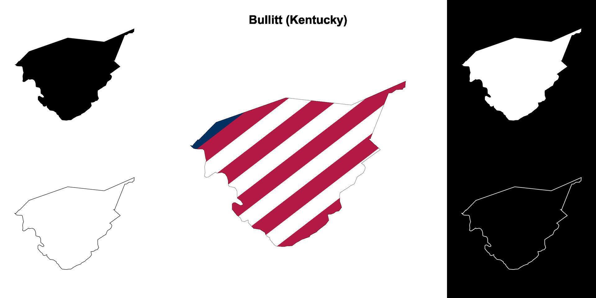 Bullitt County, Kentucky outline map set vector