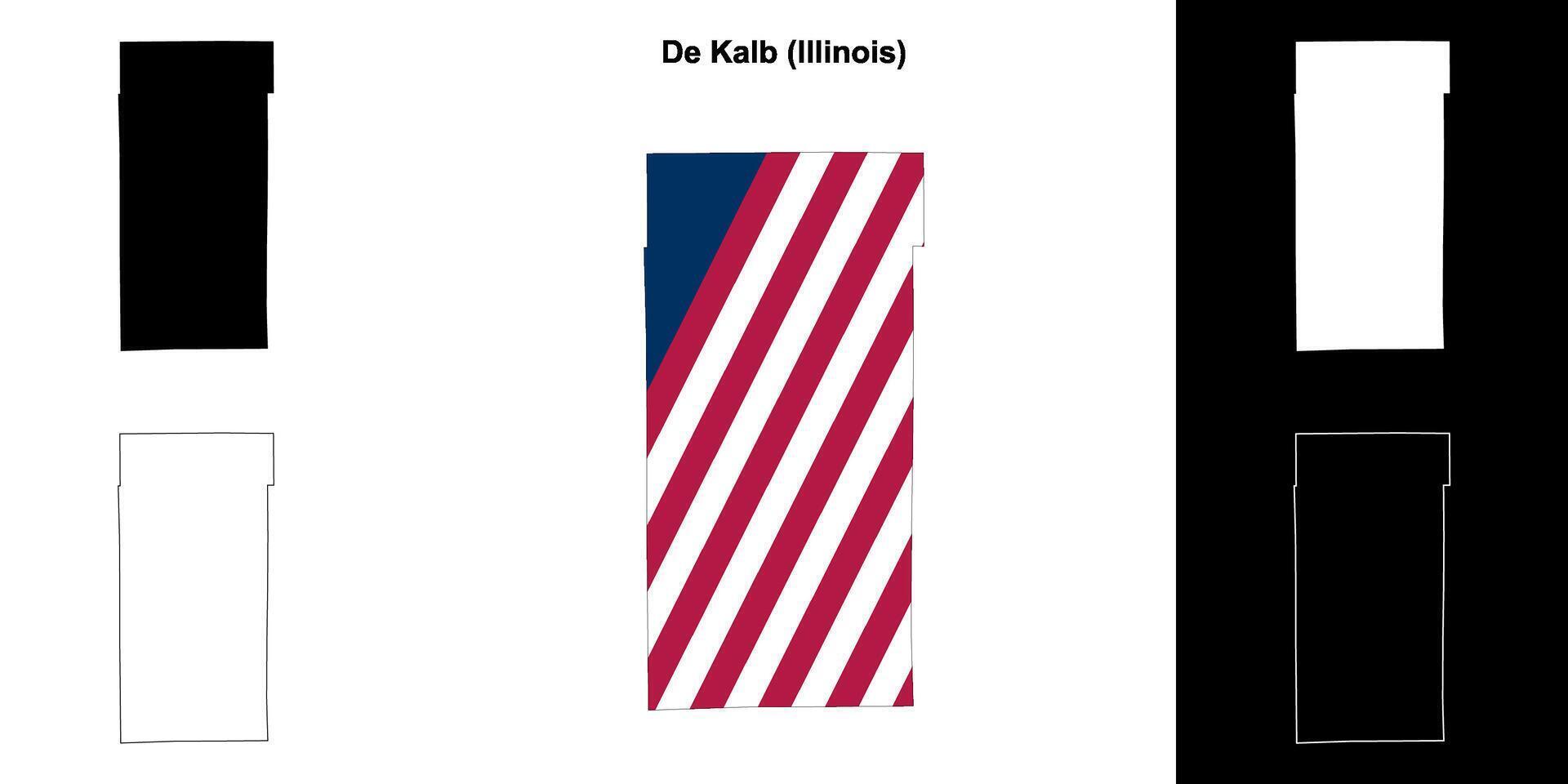De Kalb County, Illinois outline map set vector