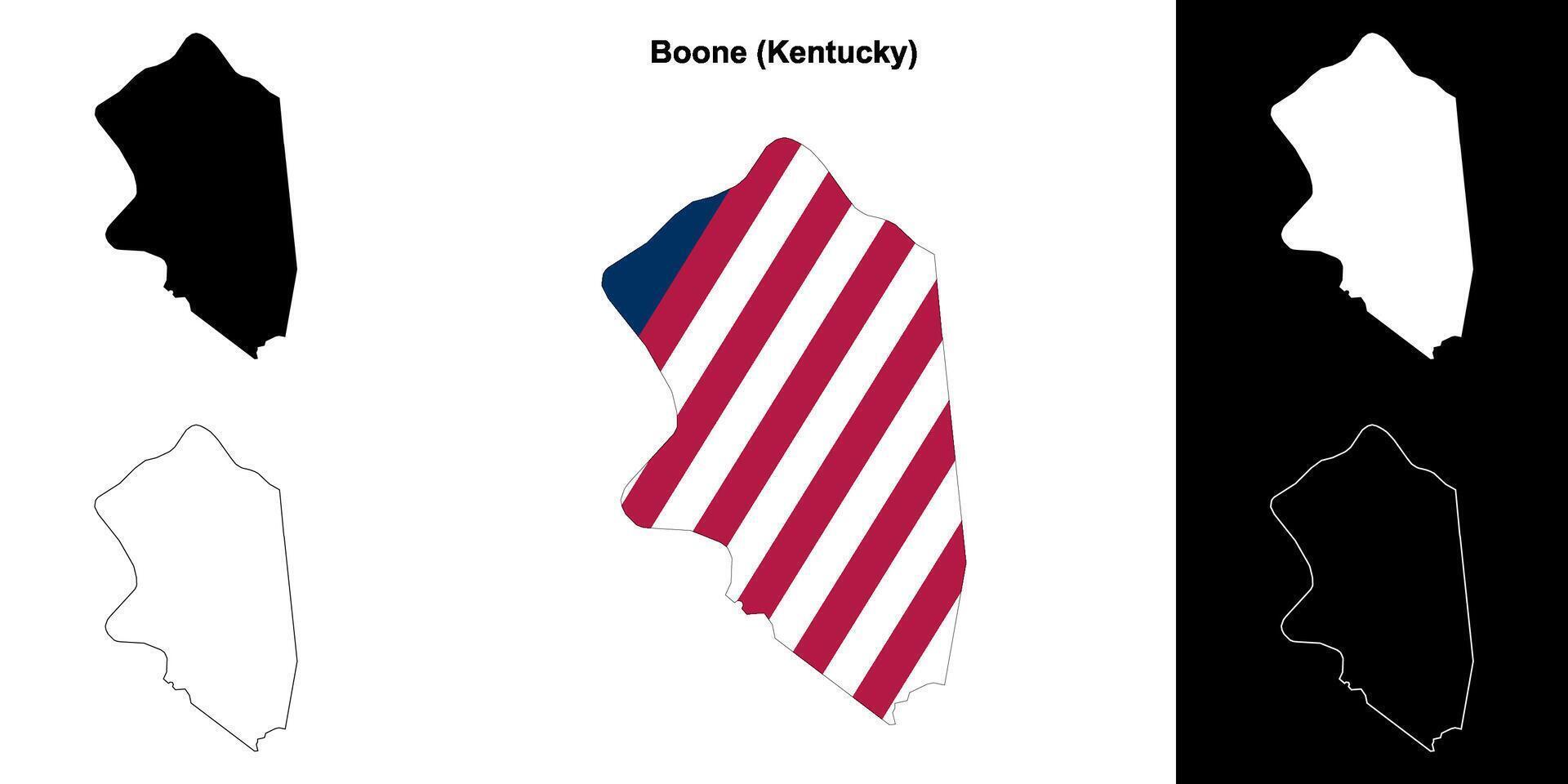 Boone County, Kentucky outline map set vector