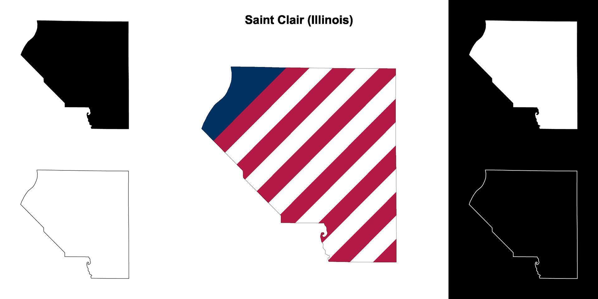 Saint Clair County, Illinois outline map set vector