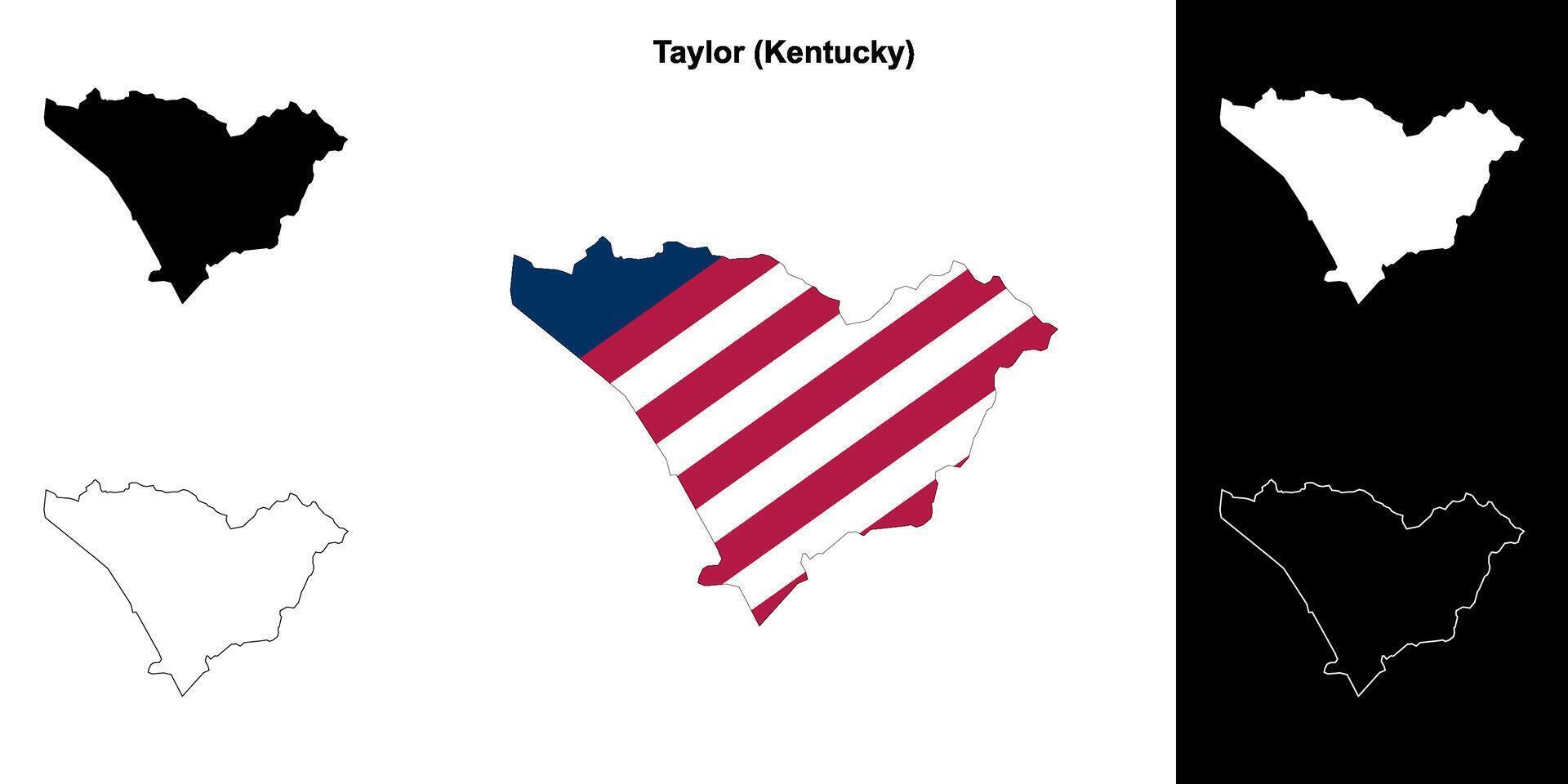 Taylor County, Kentucky outline map set vector