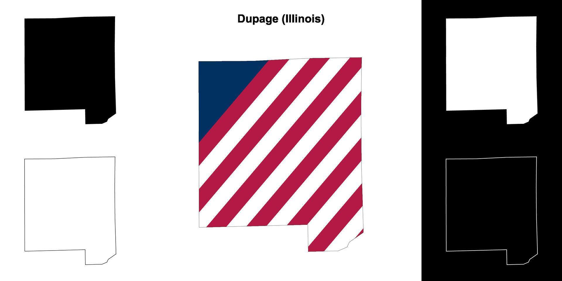 Dupage County, Illinois outline map set vector