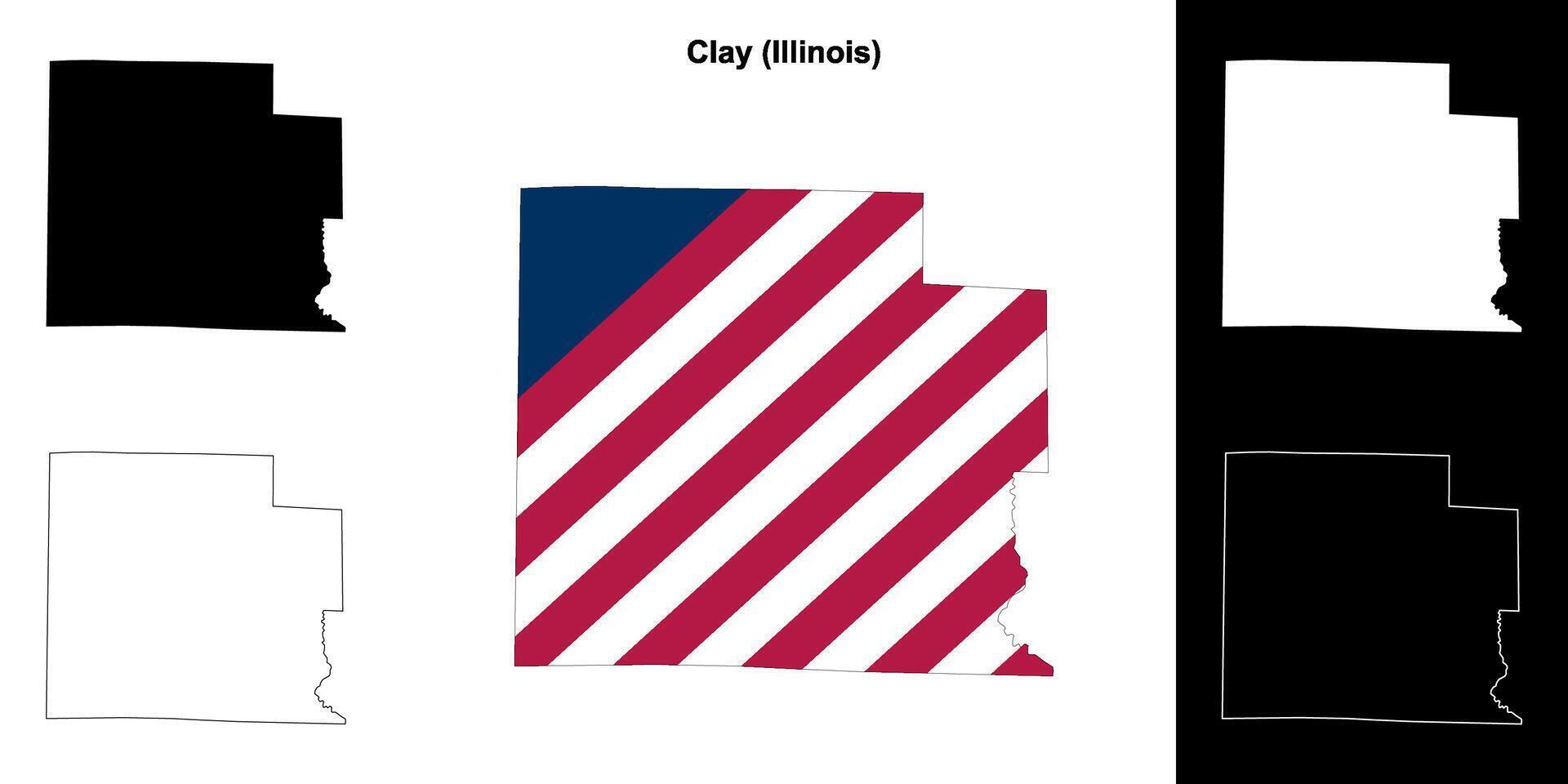Clay County, Illinois outline map set vector