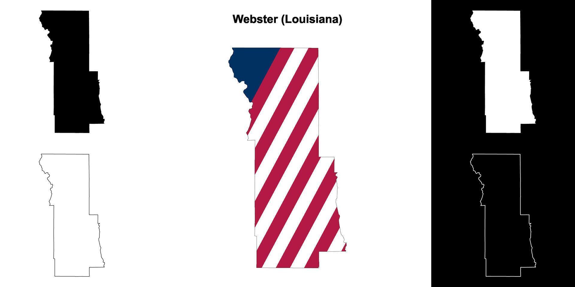 Webster Parish, Louisiana outline map set vector