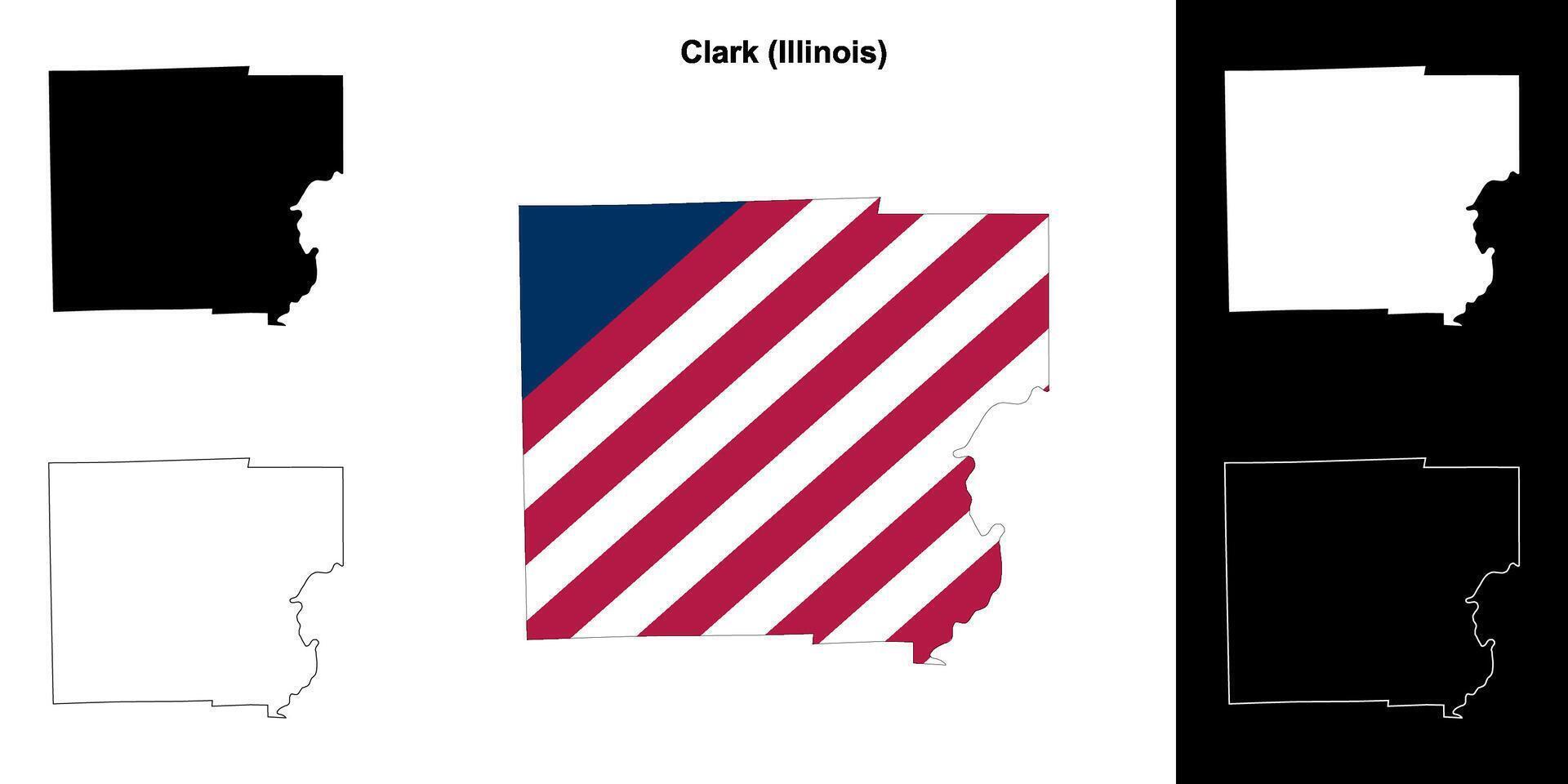 Clark County, Illinois outline map set vector