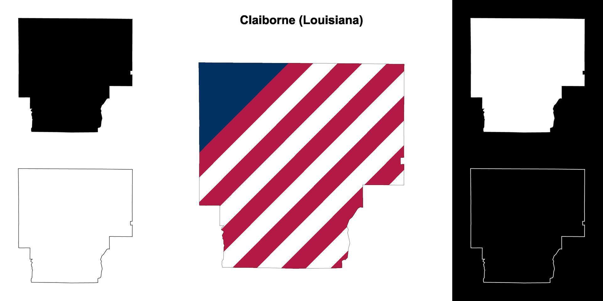 Claiborne Parish, Louisiana outline map set vector