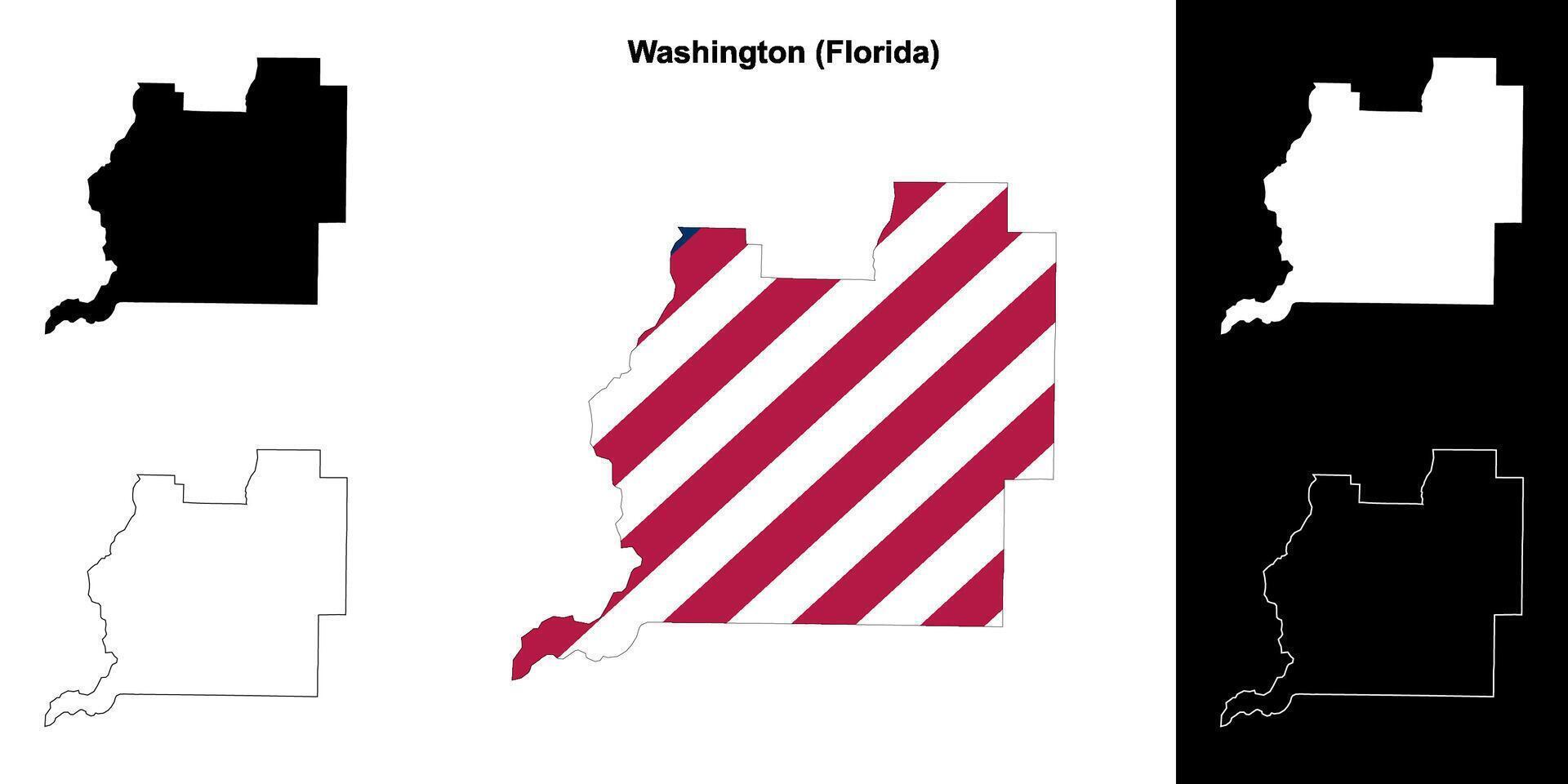 Washington County, Florida outline map set vector