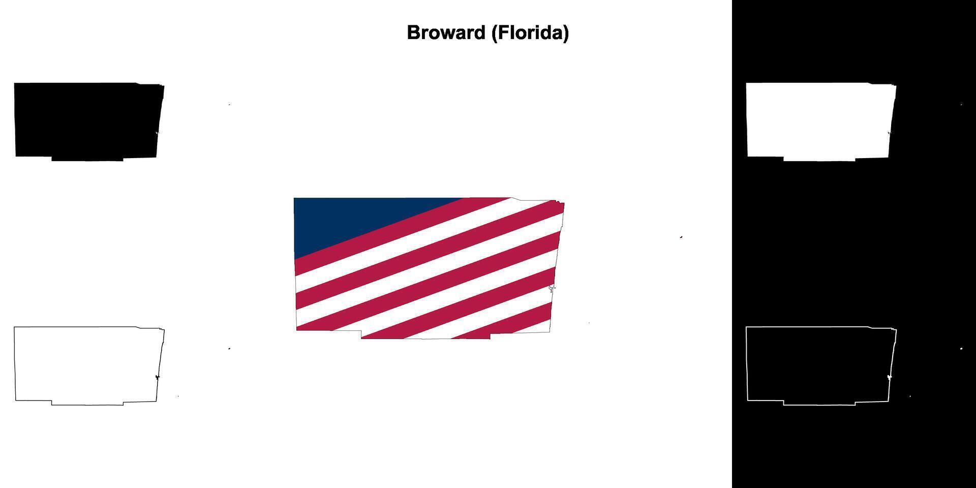 Broward County, Florida outline map set vector