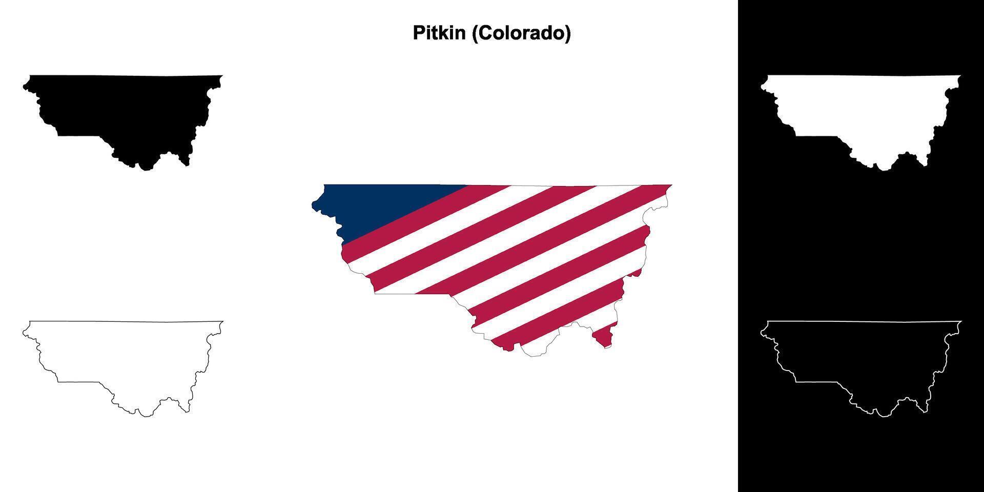 Pitkin County, Colorado outline map set vector