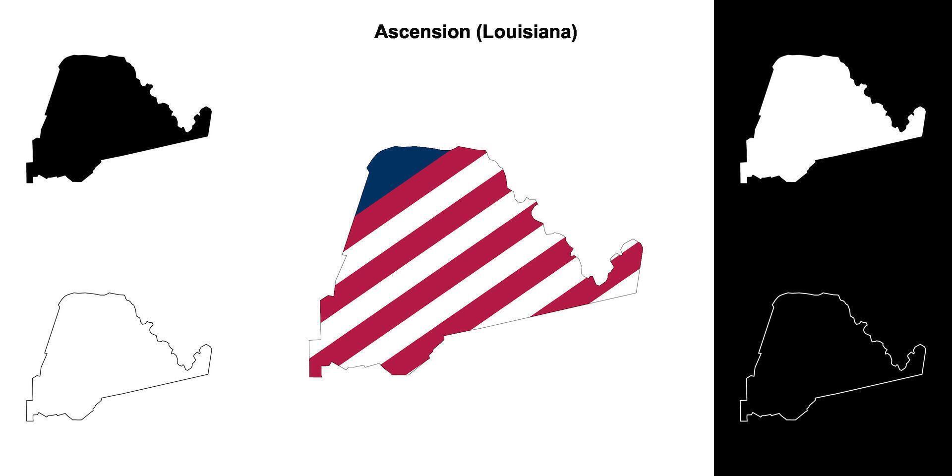 Ascension Parish, Louisiana outline map set vector