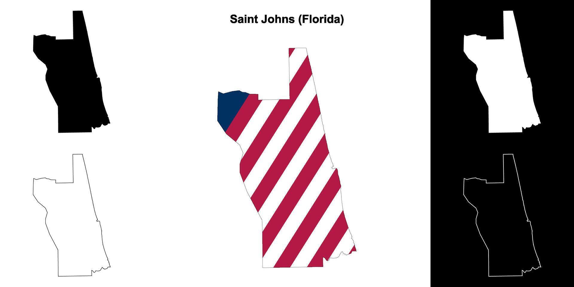 Saint Johns County, Florida outline map set vector