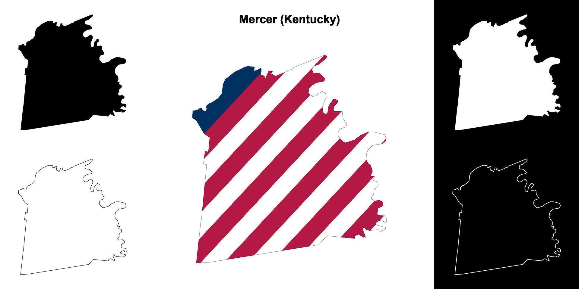 Mercer County, Kentucky outline map set vector