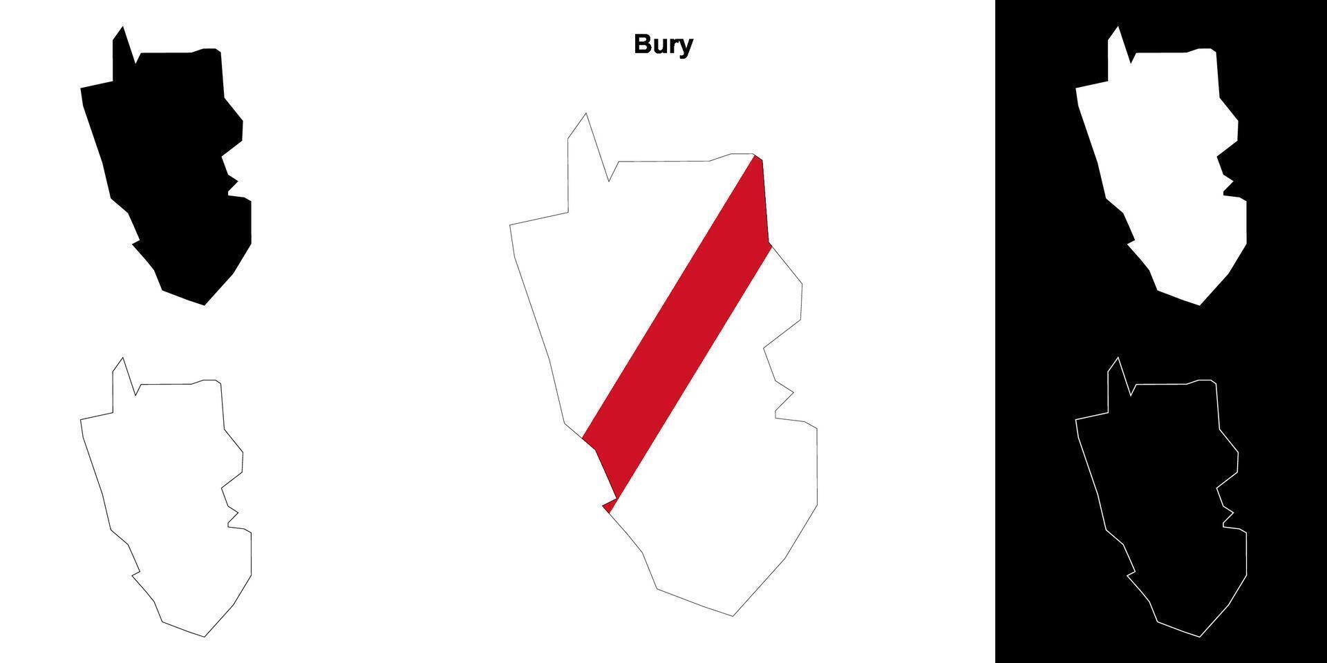 Bury blank outline map set vector