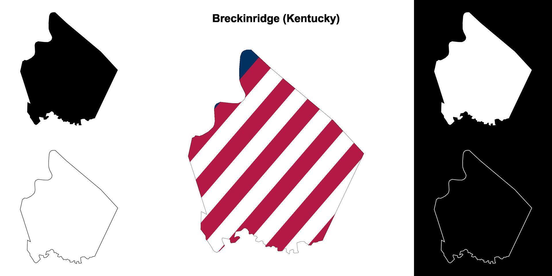 Breckinridge County, Kentucky outline map set vector