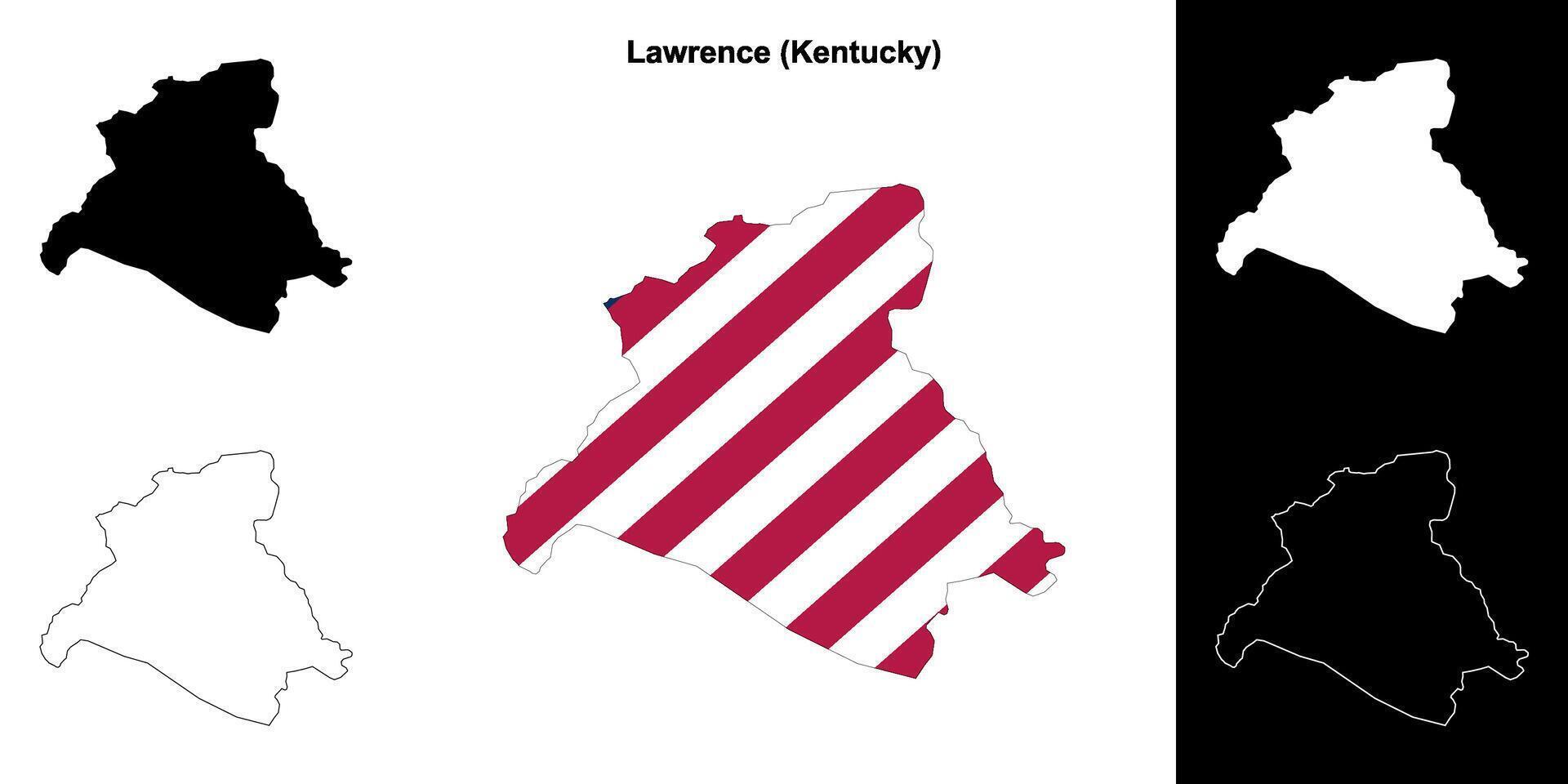 Lawrence County, Kentucky outline map set vector