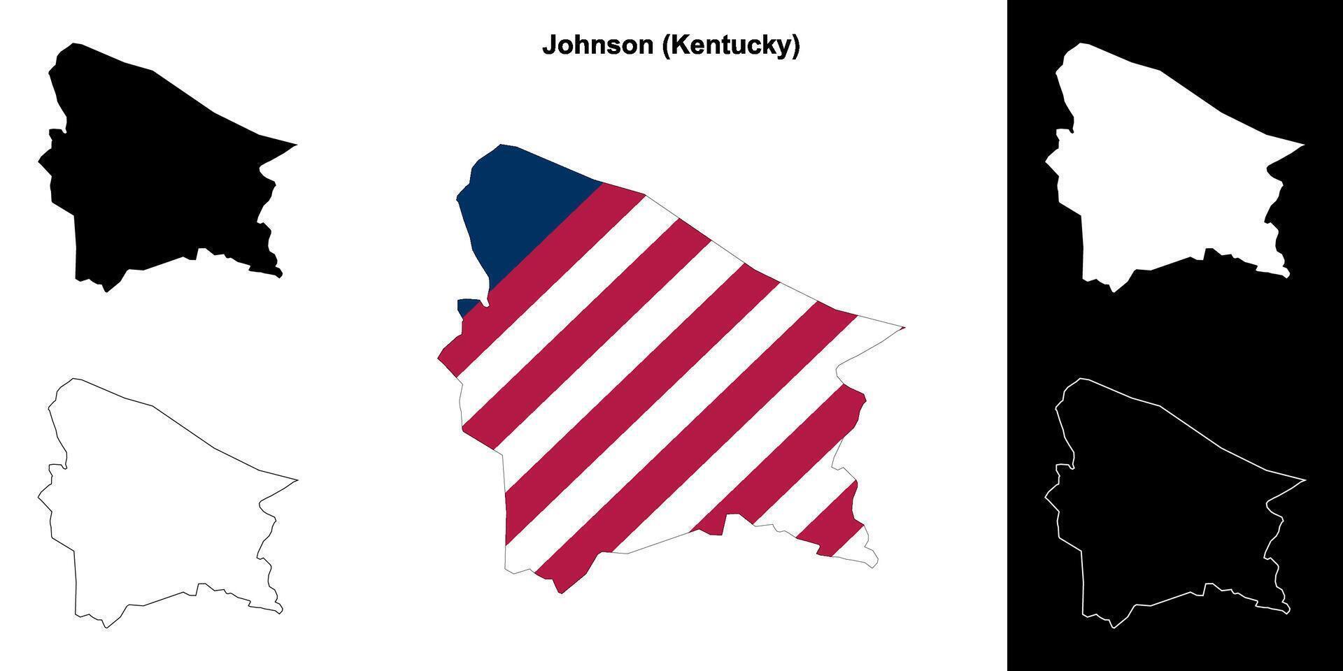 Johnson County, Kentucky outline map set vector