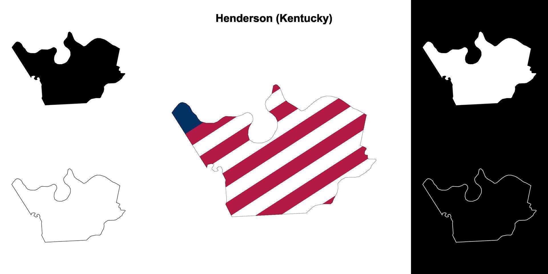 Henderson County, Kentucky outline map set vector