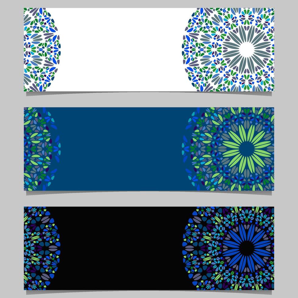 Abstract horizontal geometrical flower mandala banner template set vector