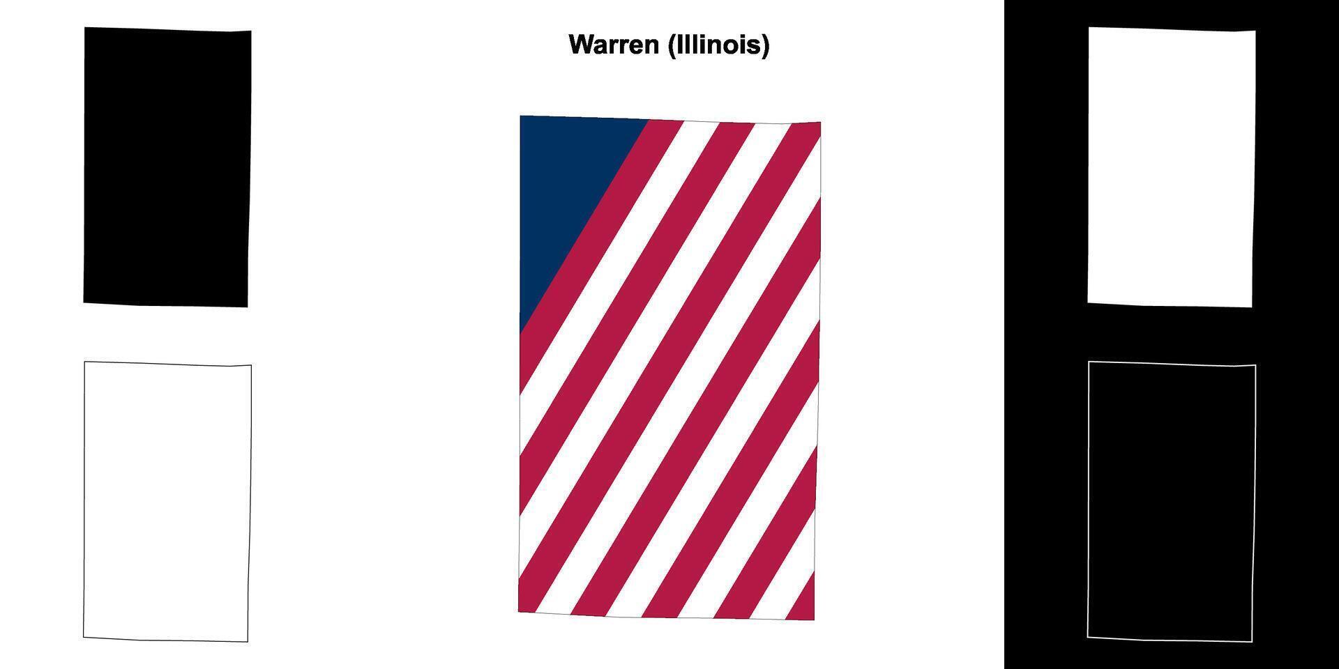 Warren County, Illinois outline map set vector