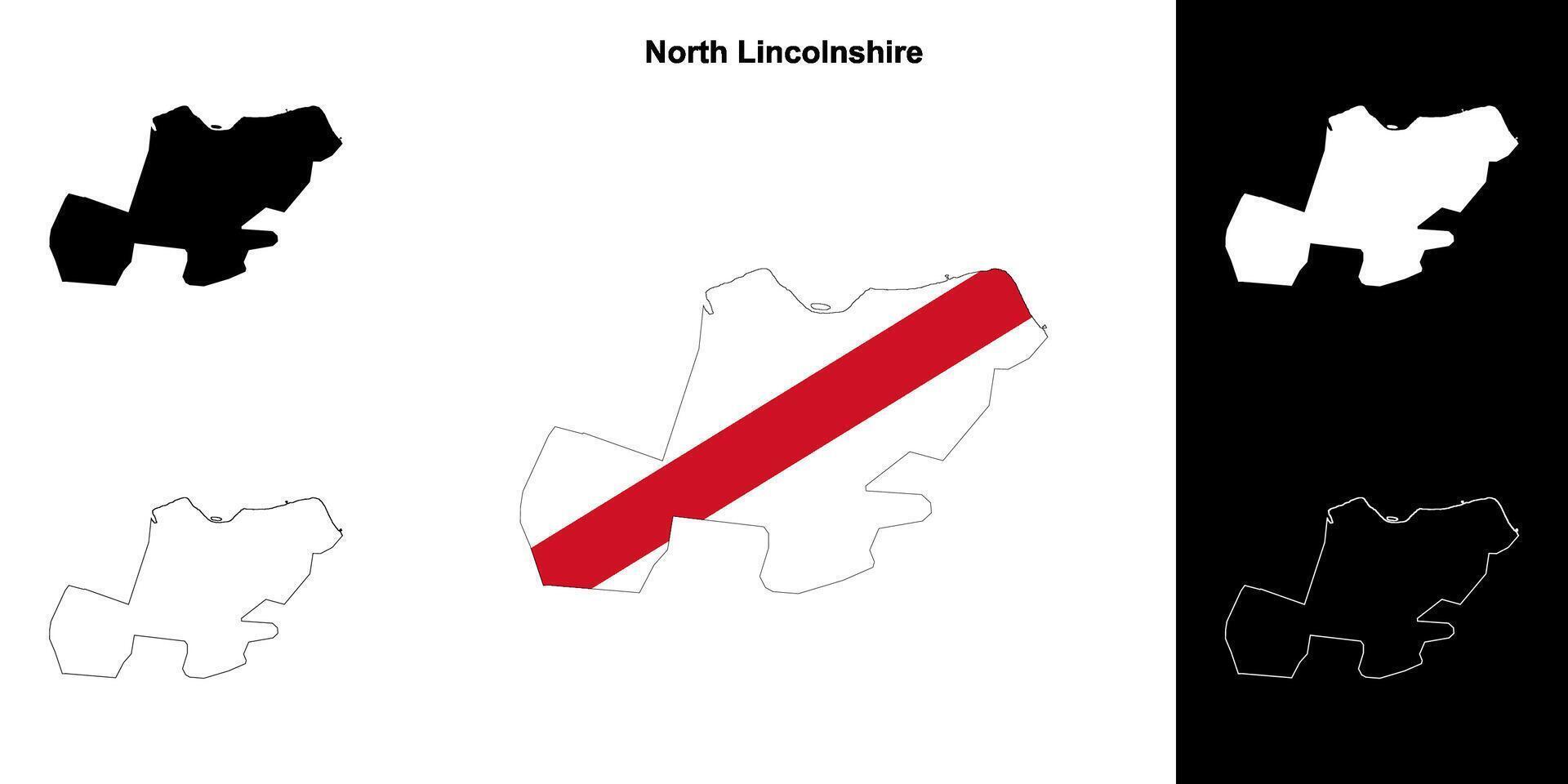 North Lincolnshire blank outline map set vector