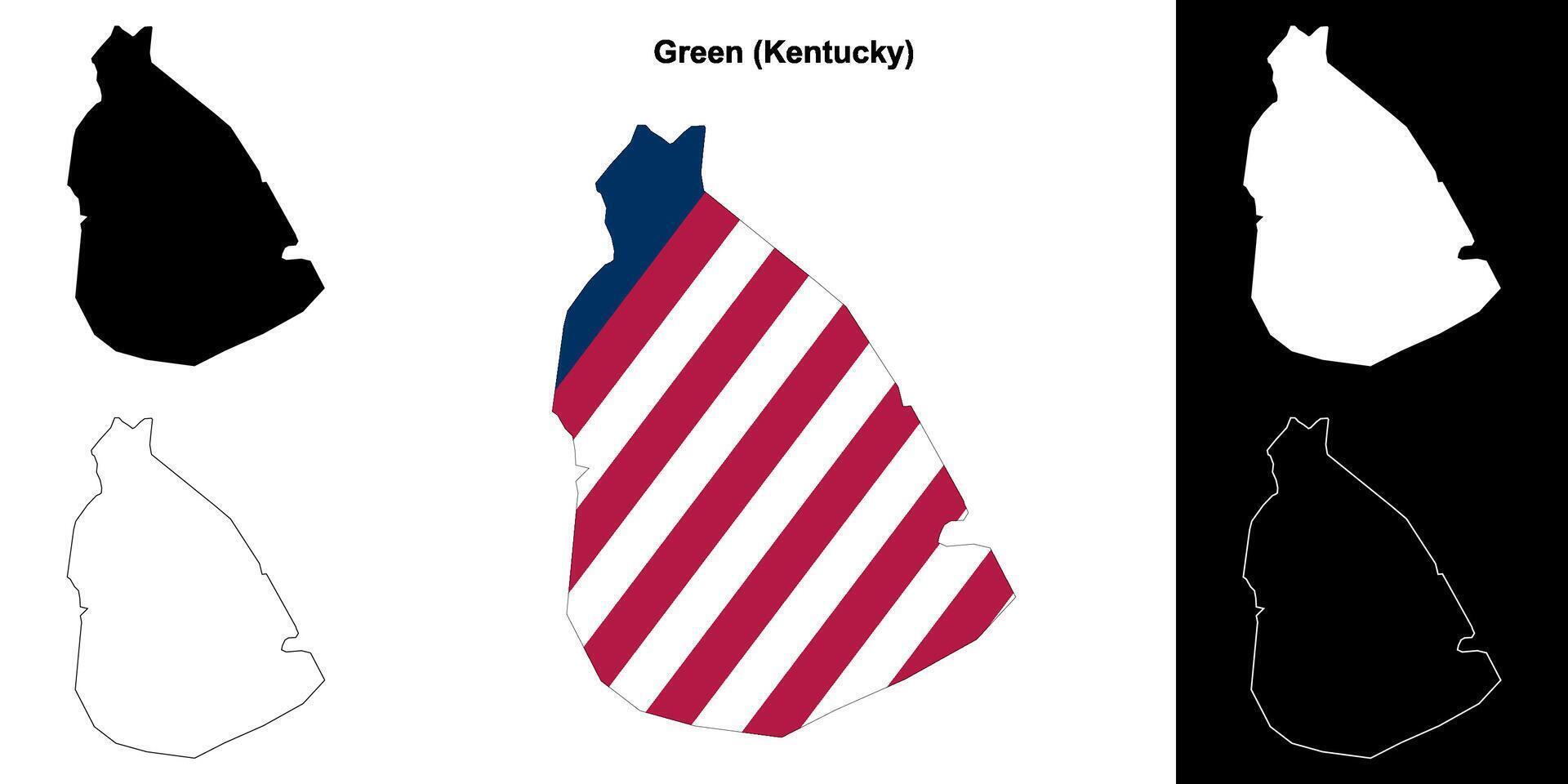 Green County, Kentucky outline map set vector