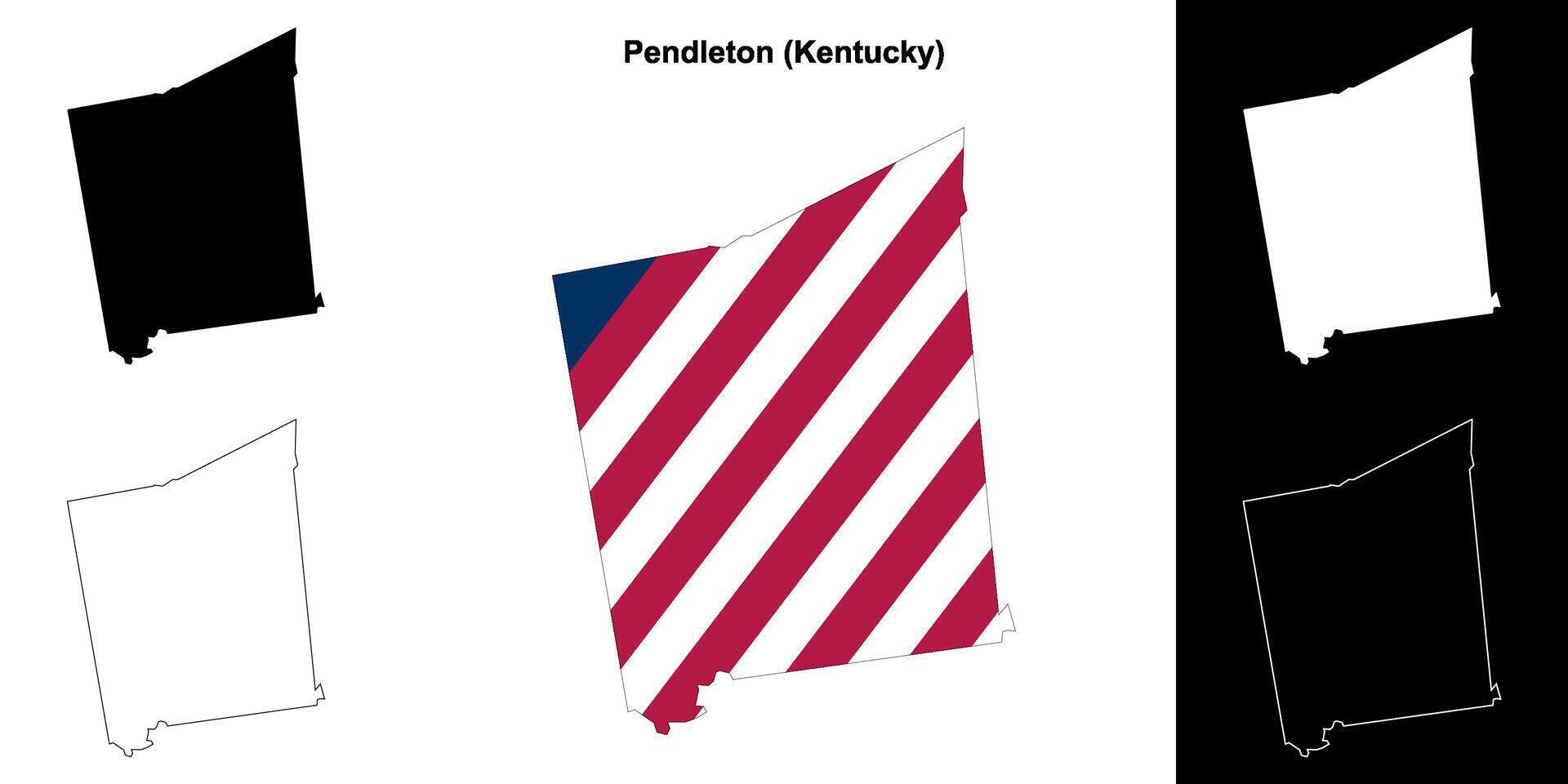 Pendleton County, Kentucky outline map set vector