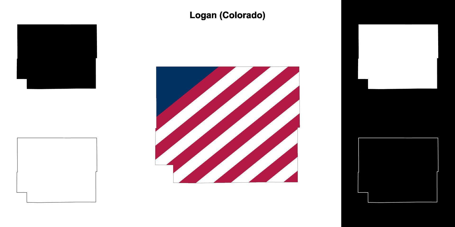 logan condado, Colorado contorno mapa conjunto vector