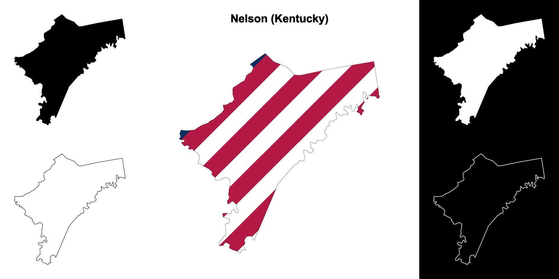 Nelson County, Kentucky outline map set vector