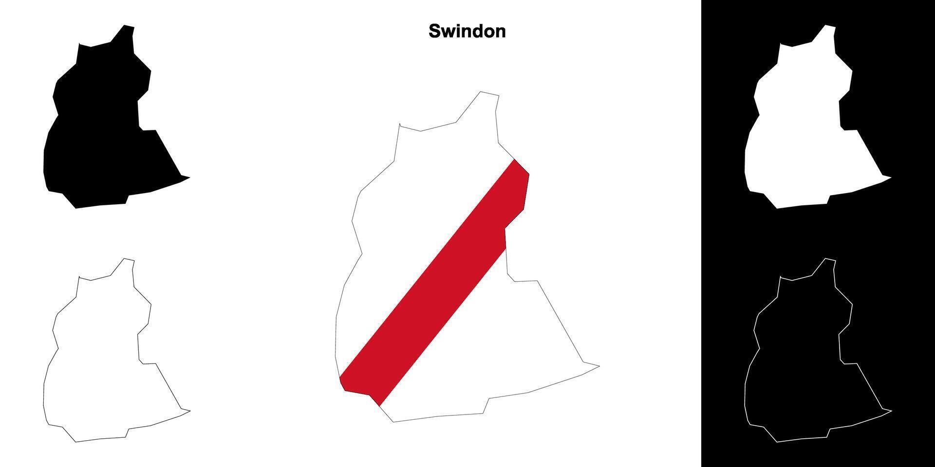 Swindon blank outline map set vector